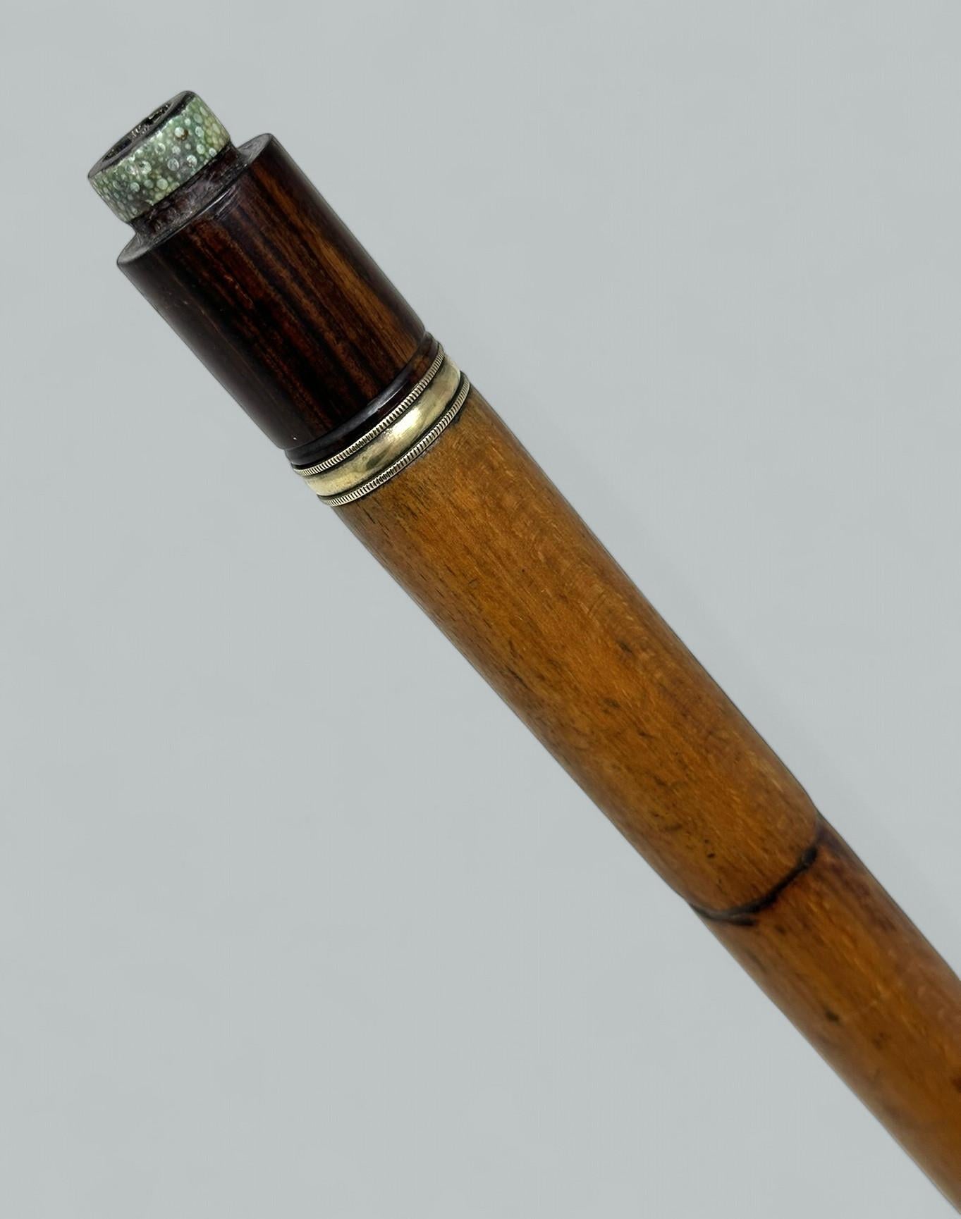 Antique Gentlemans Ladys Gadget Medición Bastón de bambú inglés Bastón RARO en venta 7