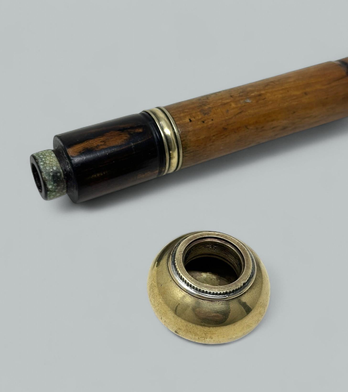 Antique Gentlemans Ladys Gadget Medición Bastón de bambú inglés Bastón RARO en venta 8