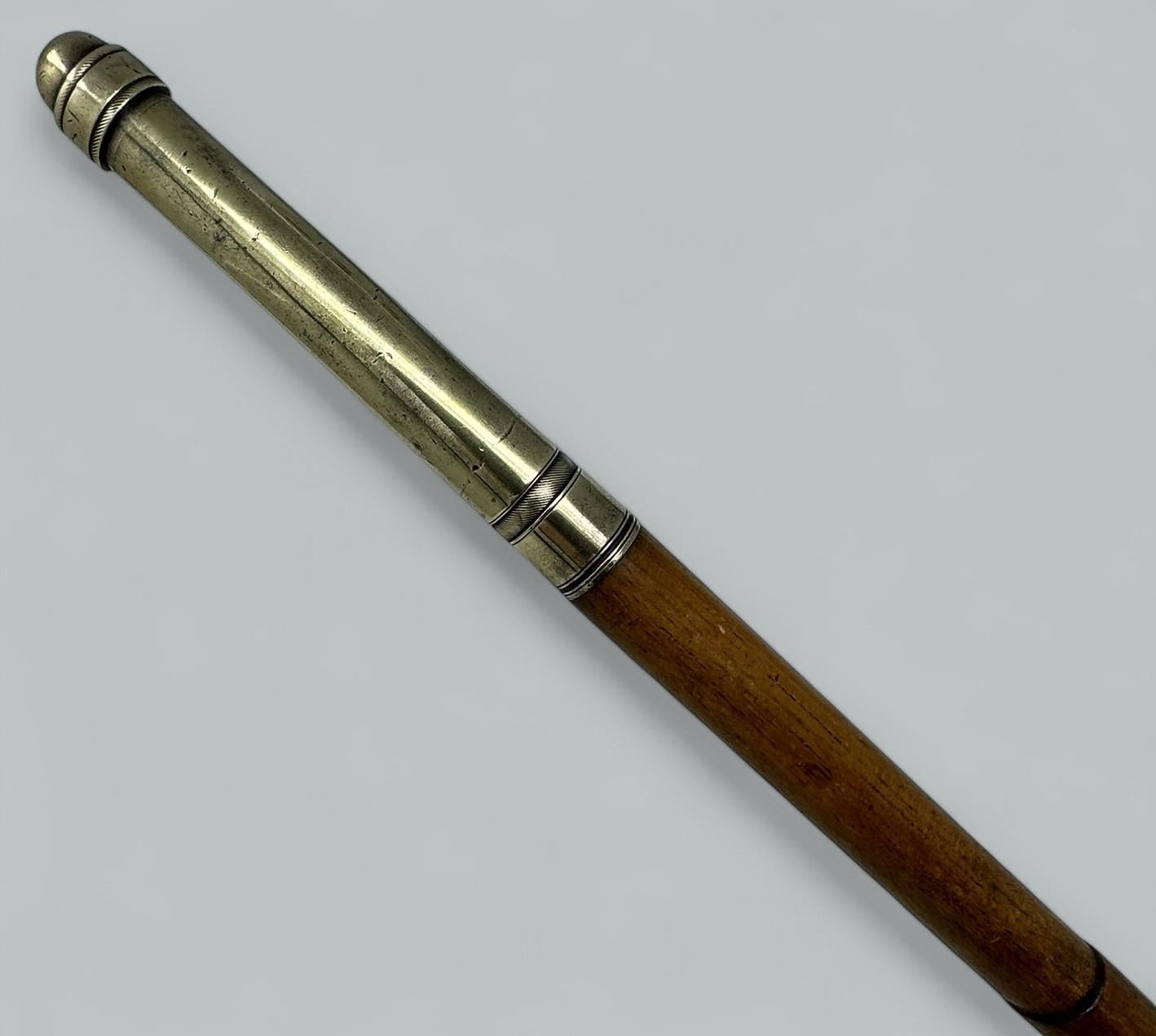 Antique Gentlemans Ladys Gadget Medición Bastón de bambú inglés Bastón RARO Pulido en venta