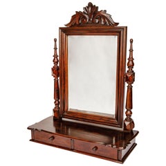 Antique Gentleman's Mahogany Wood Dressing Mirror
