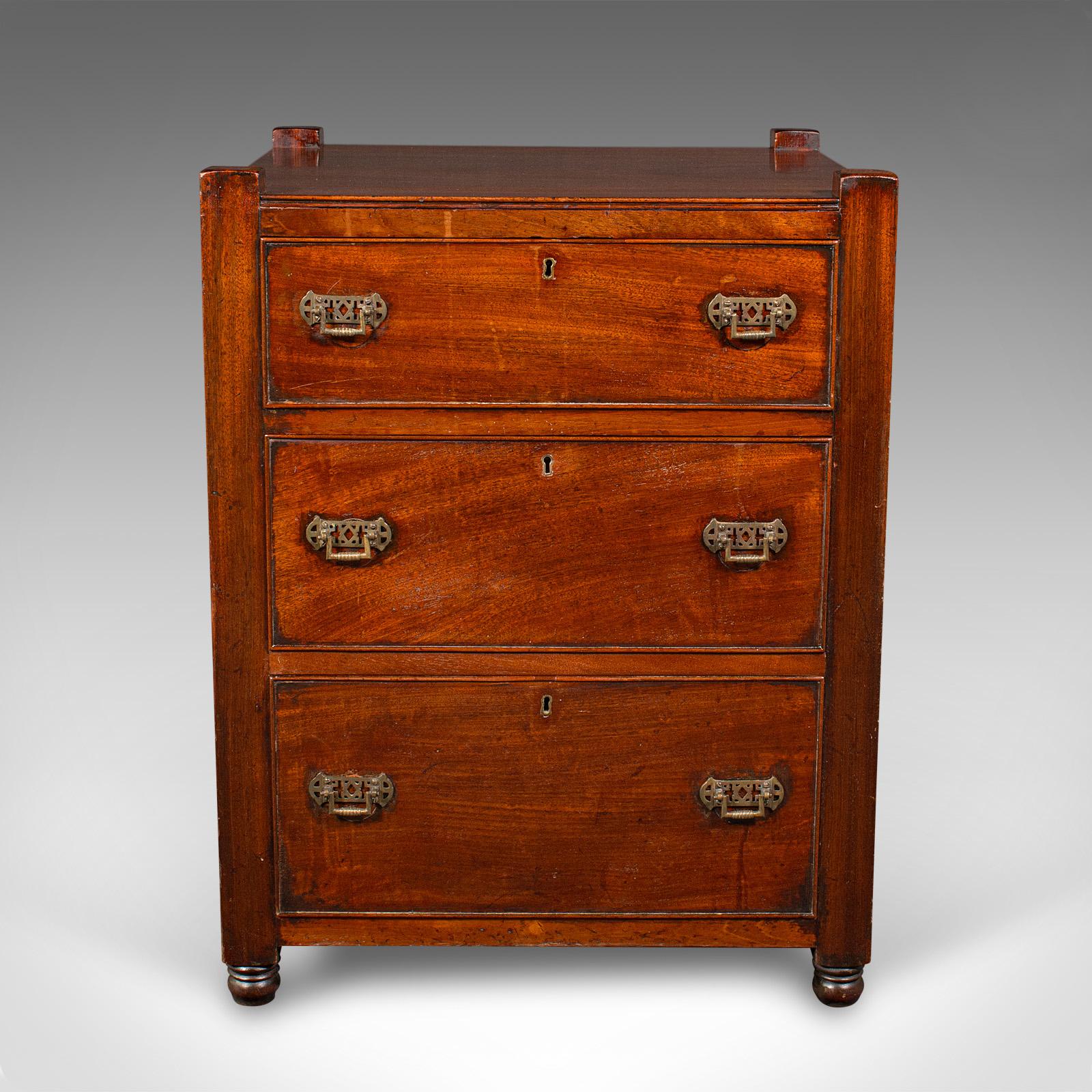 British Antique Gentleman's Nightstand, English, Bedside Chest of Drawers, Georgian For Sale