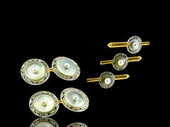 Antique Gentleman's Platinum and Gold Cufflink and Stud Dress Set, circa 1915
