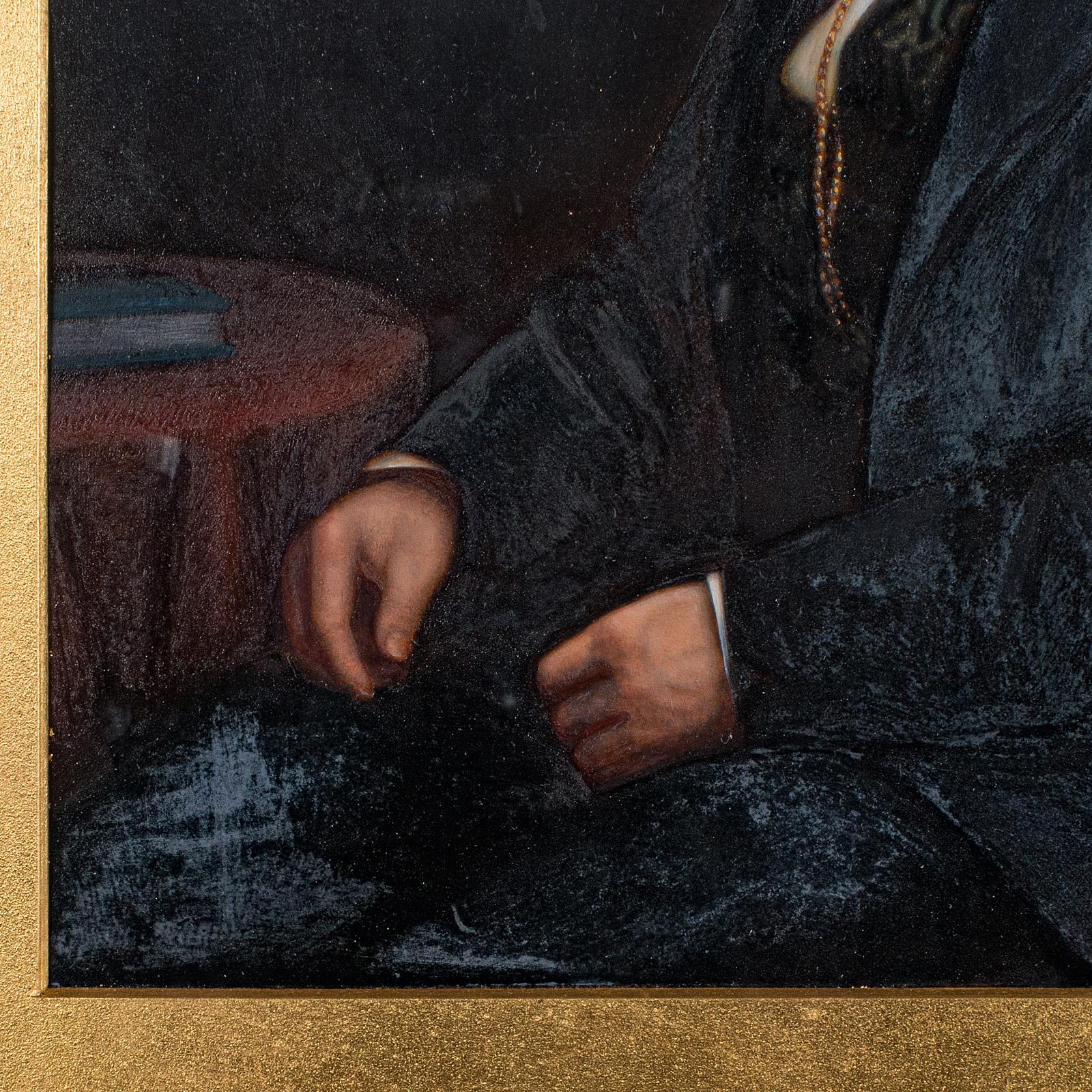 Paper Antique Gentleman's Portrait, English School, Framed, Painting, Art, Edwardian For Sale