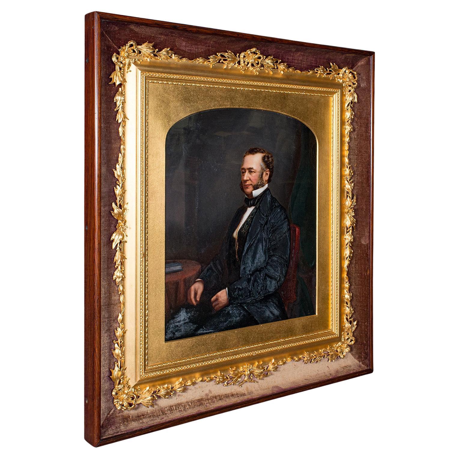 Antique Gentleman's Portrait, English School, Framed, Painting, Art, Edwardian