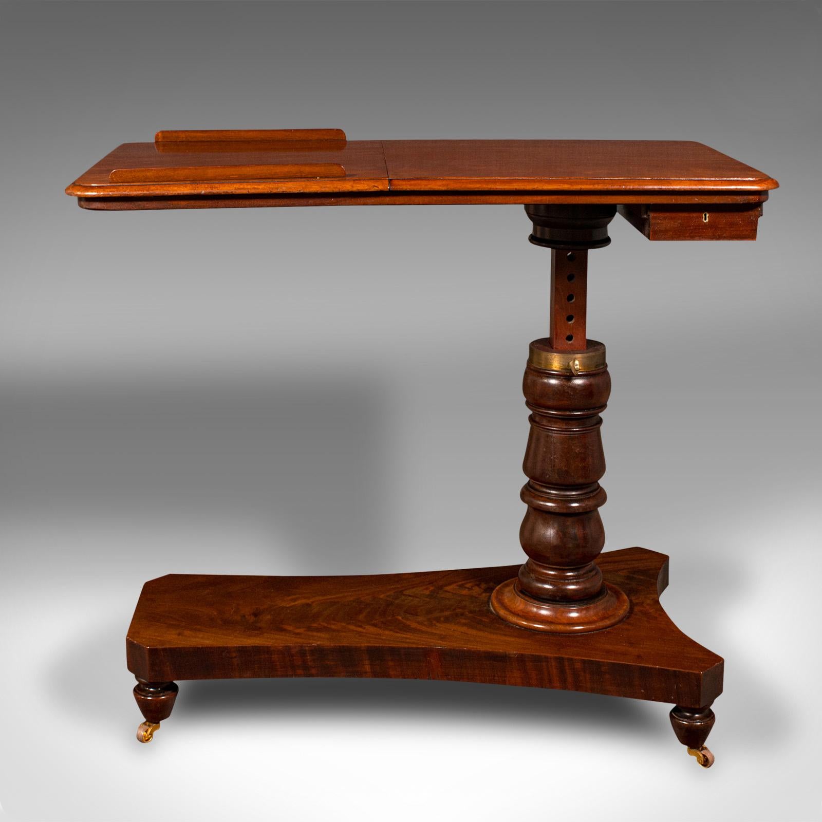 Late Victorian Antique Gentleman's Reading Table, English, Adjustable, Writing Desk, Victorian