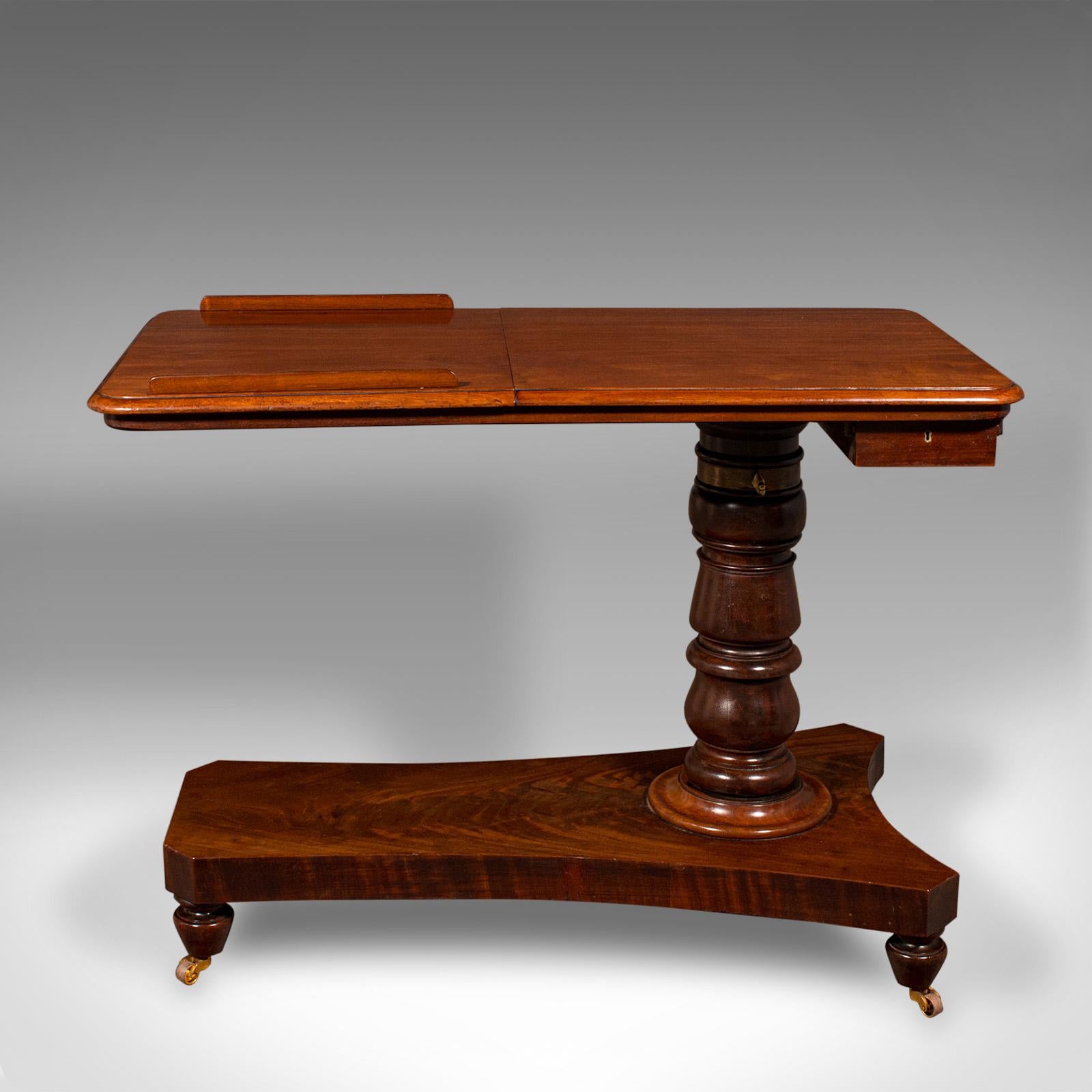 British Antique Gentleman's Reading Table, English, Adjustable, Writing Desk, Victorian