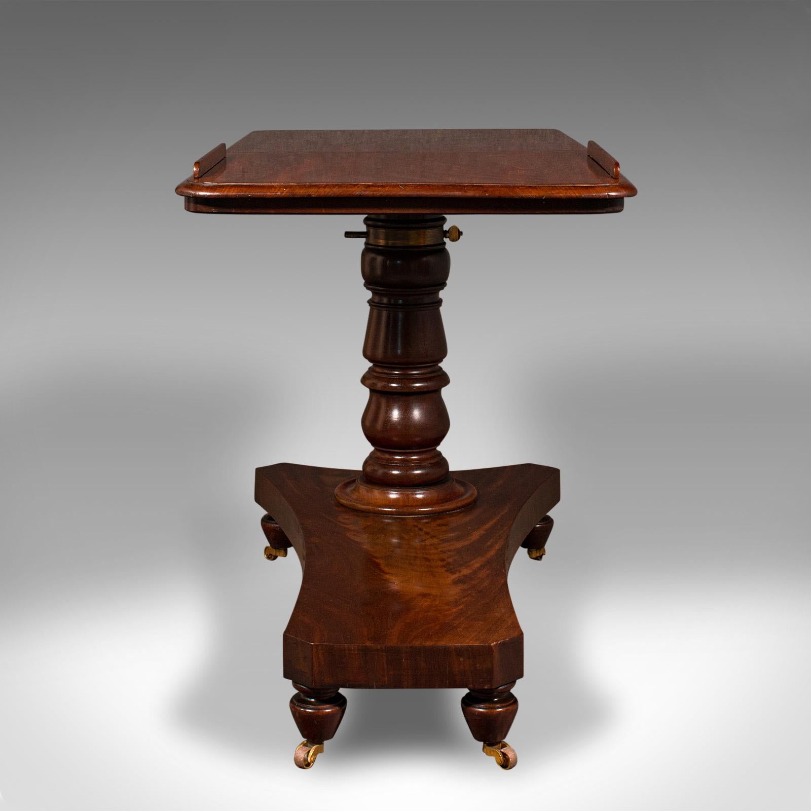 19th Century Antique Gentleman's Reading Table, English, Adjustable, Writing Desk, Victorian