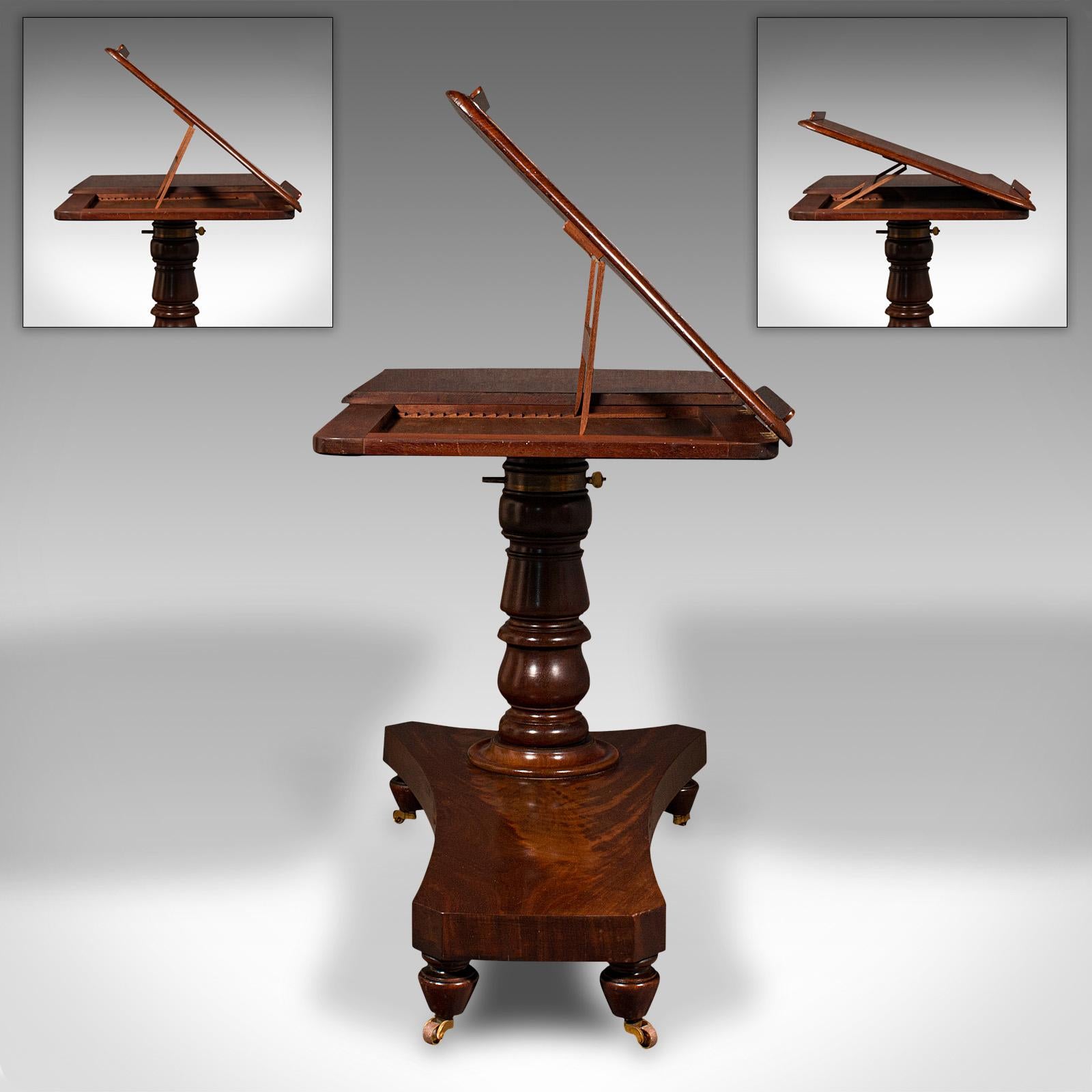 Wood Antique Gentleman's Reading Table, English, Adjustable, Writing Desk, Victorian