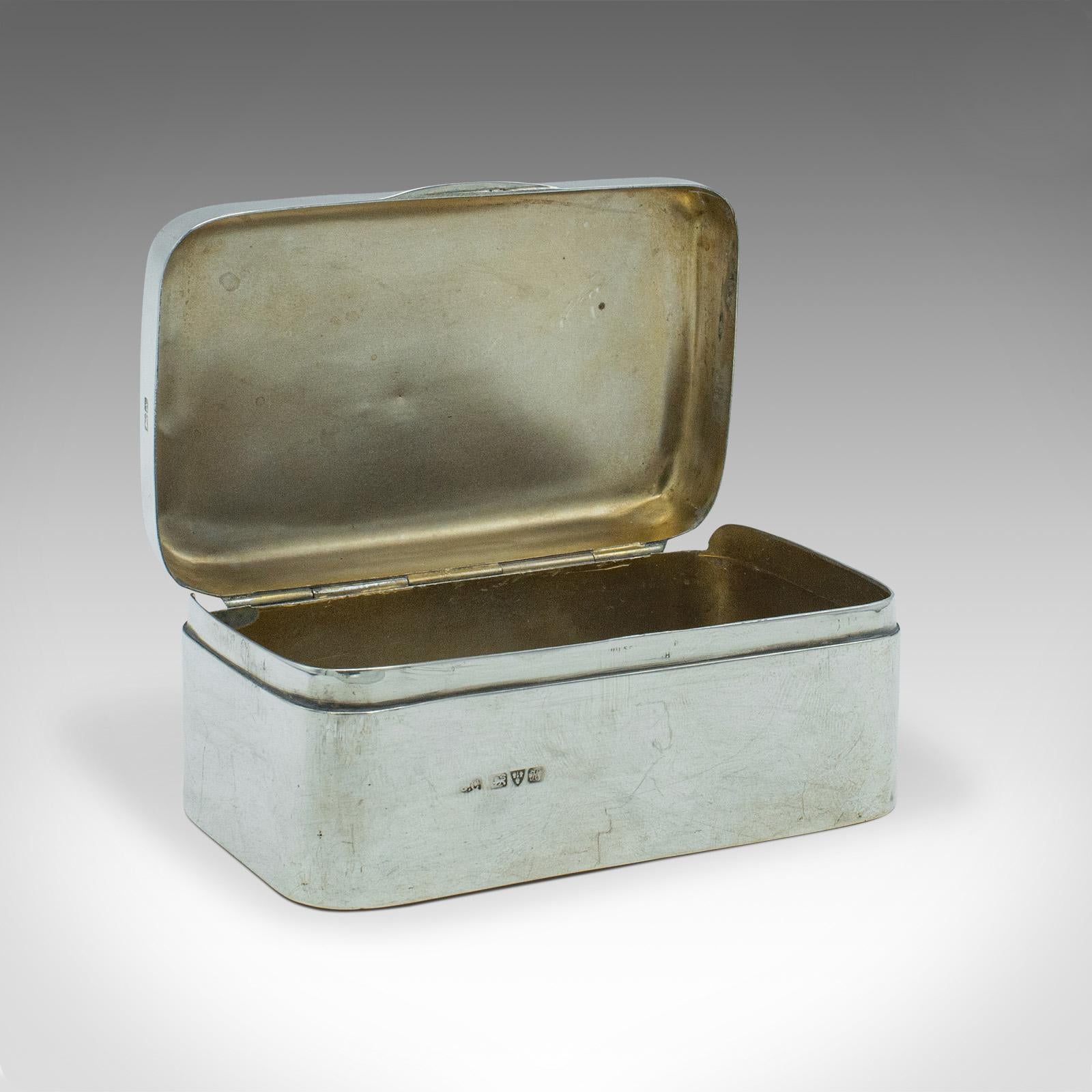 This is an antique gentleman's soap case. An English, sterling silver travelling box with hallmarks, dating to the Edwardian period, circa 1910.

Delightful soap case with a fascinating Edwardian monogram
Displays a desirable aged patina with a