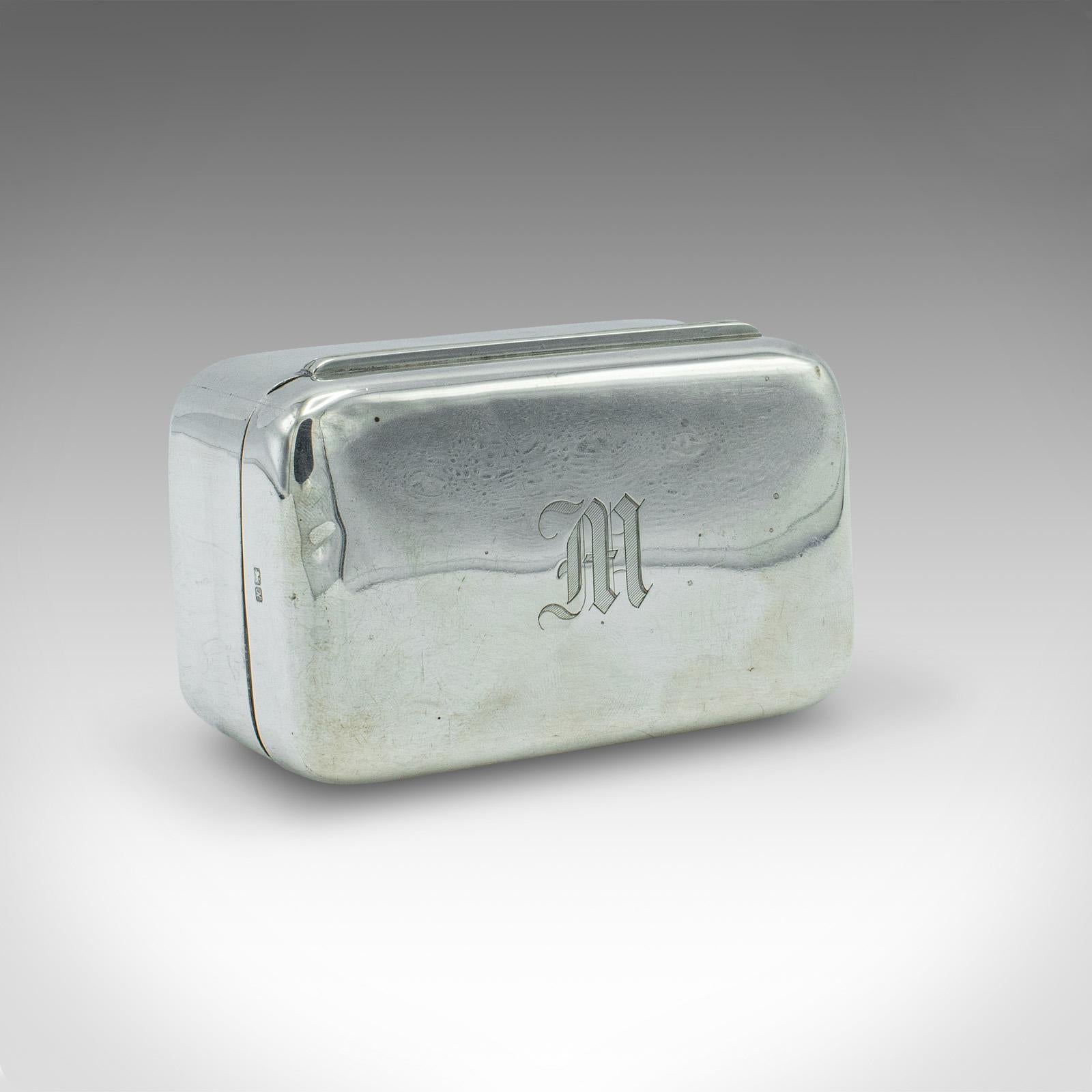 Antique Gentleman's Soap Case, English, Silver, Travelling Box, Edwardian, 1910 1