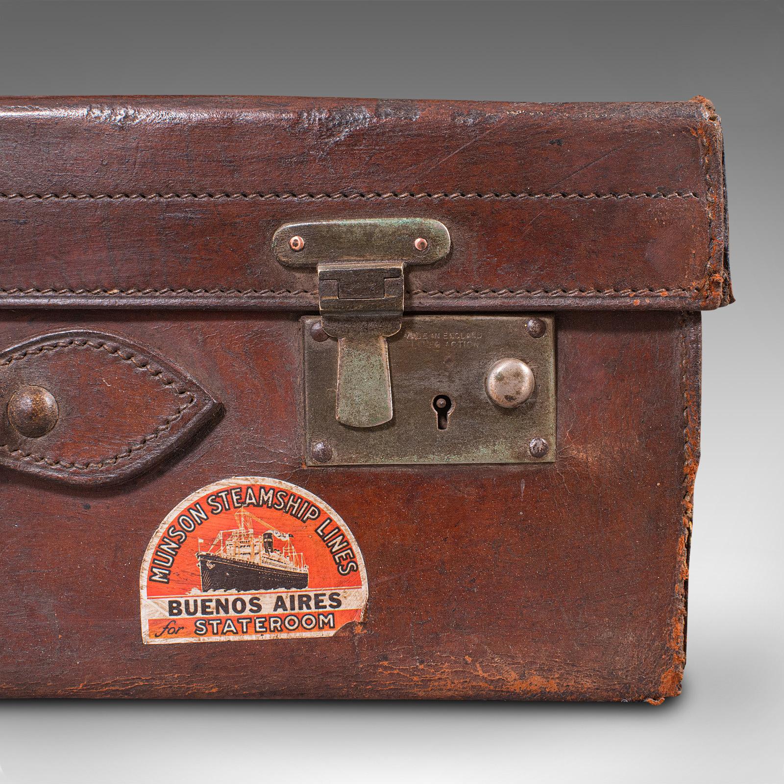 Antique Gentleman's Suitcase, English, Leather, Case, Travel, Edwardian, C.1910 5