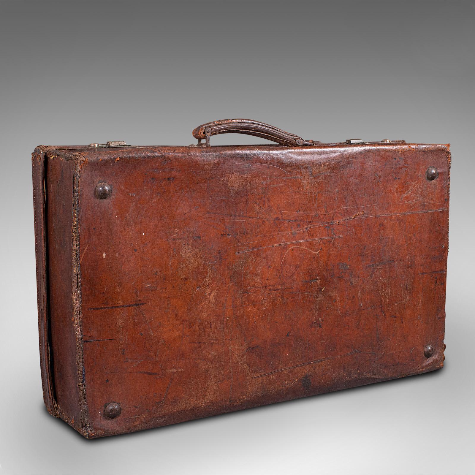 Antique Gentleman's Suitcase, English, Leather, Case, Travel, Edwardian, C.1910 7