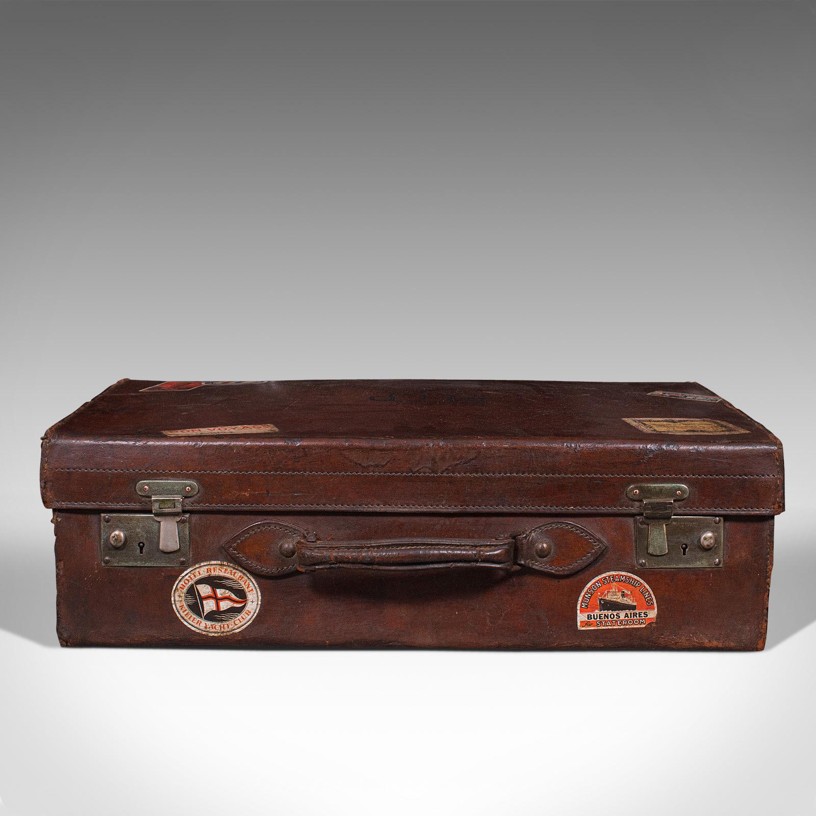 Antique Gentleman's Suitcase, English, Leather, Case, Travel, Edwardian, C.1910 In Good Condition In Hele, Devon, GB