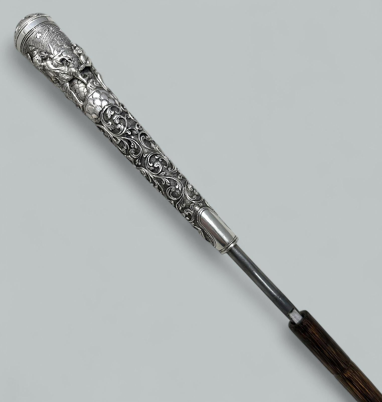 Superb Rare Polished Gut Figured gebändert Rebhuhn Holz Sword Stick von herausragender Qualität, umschließt seine ursprüngliche quadratische spitz zulaufende polierte Stahlklinge, Ende des neunzehnten Jahrhunderts, der englischen oder möglicherweise