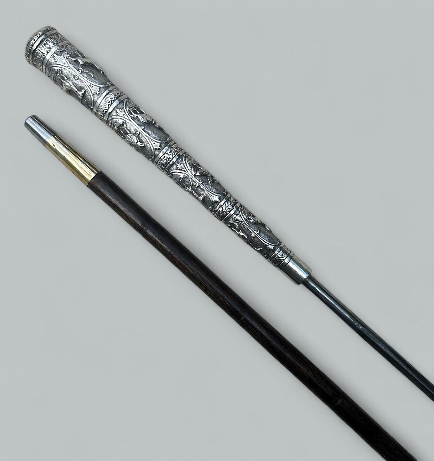 Superb Rare Polished Gut Figured gebändert Rebhuhn Holz Sword Stick von herausragender Qualität, umschließt seine ursprüngliche quadratische spitz zulaufende polierte Stahlklinge, Ende des neunzehnten Jahrhunderts, der englischen oder möglicherweise