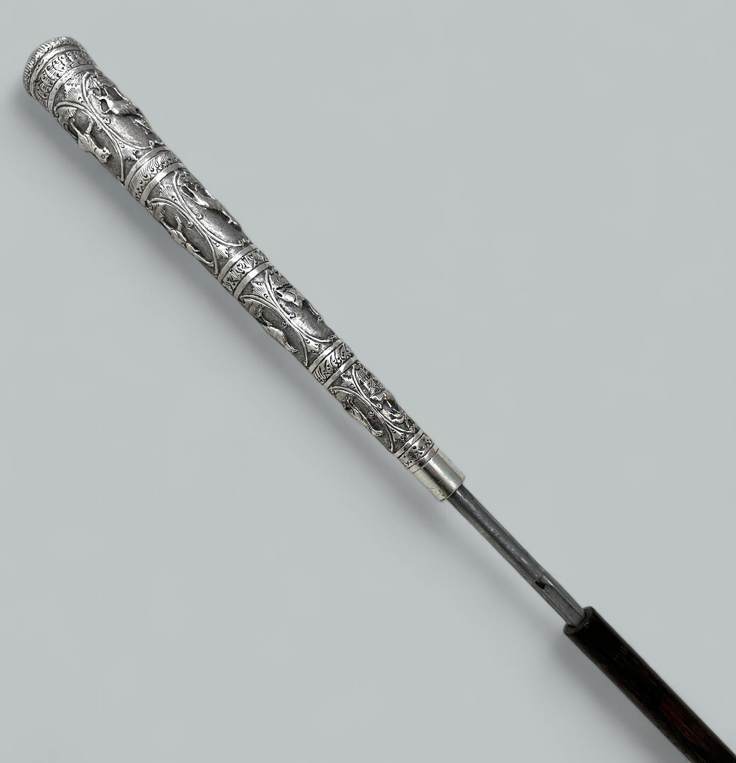 Antike Gentleman Schwert Spazierstock Stock Sterling Silber Rebhuhn Holz 19. im Zustand „Gut“ in Dublin, Ireland