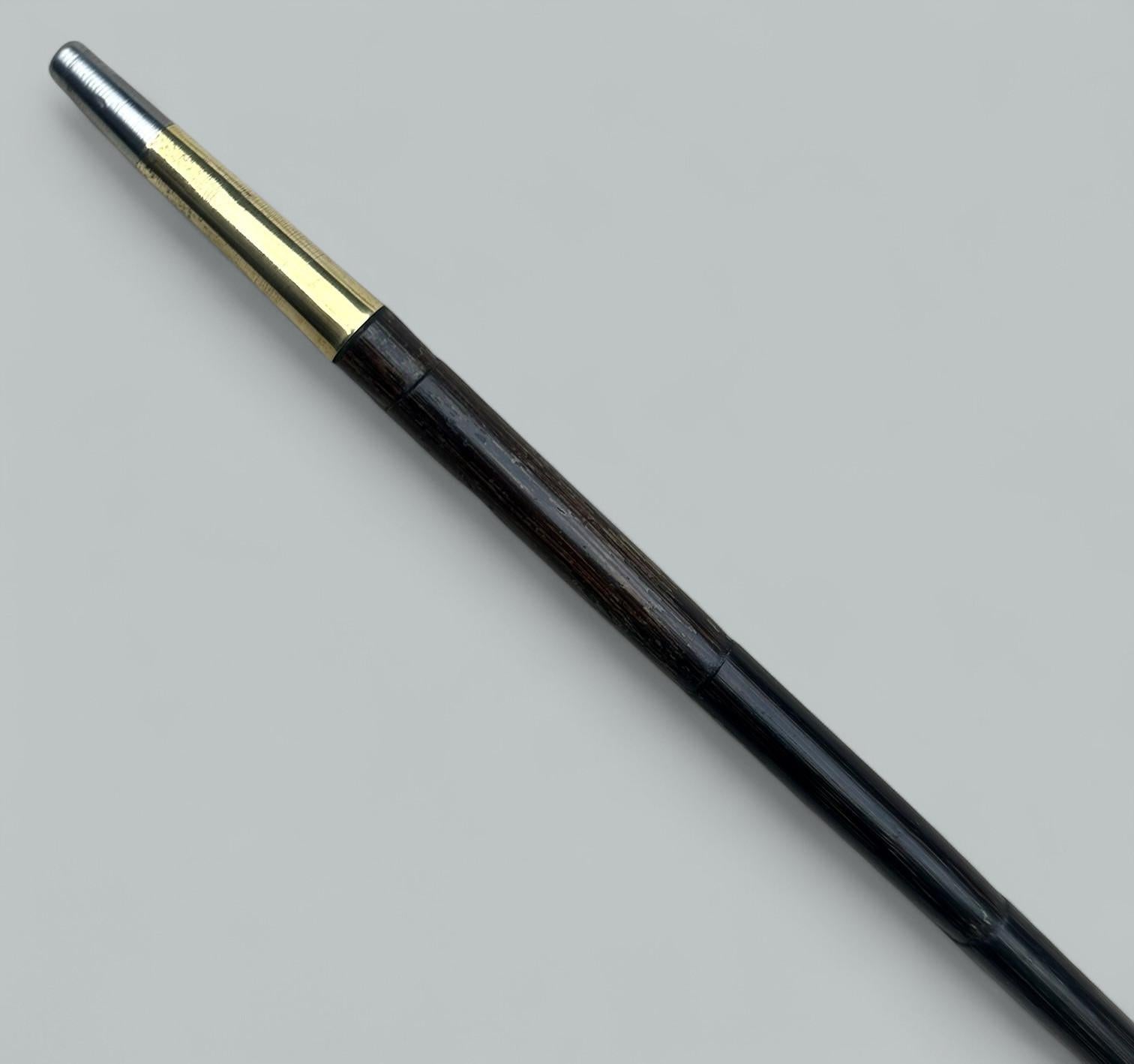 19th Century Antique Gentlemans Sword Walking Stick Cane Sterling Silver Partridge Wood 19thC For Sale