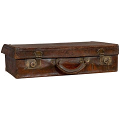 Antique Gentleman's Travel Suitcase, English, Oak, Leather Edwardian, circa 1910