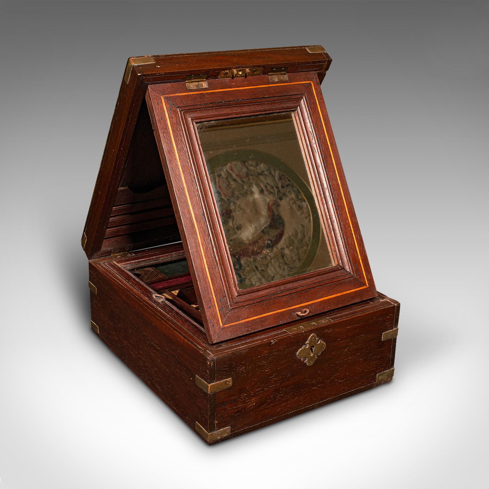 Caja de viaje de caballero antigua, angloindia, estuche para correspondencia, victoriana Británico en venta
