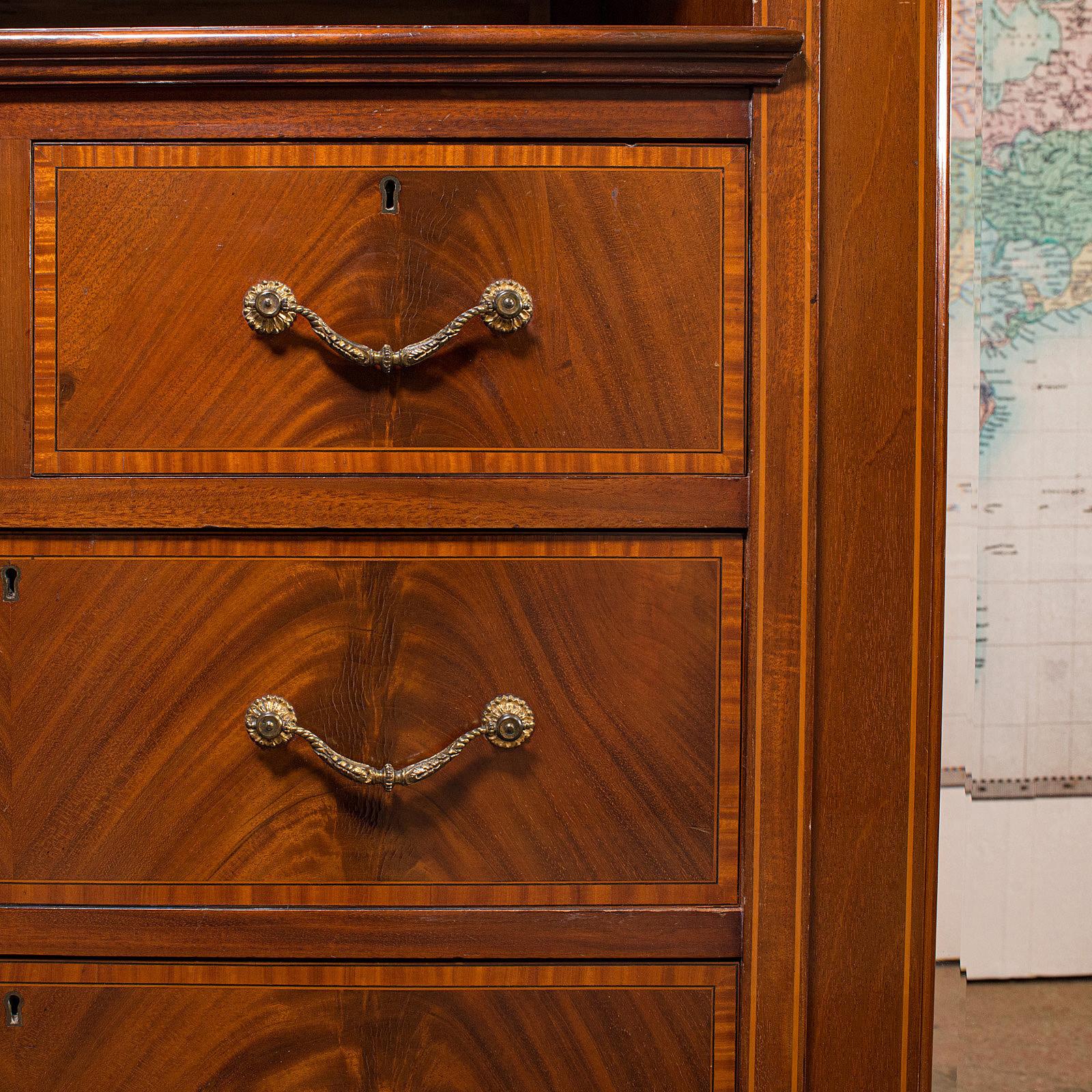 Antique Gentleman's Triple Wardrobe, English, Mahogany, Cabinet, Victorian, 1880 2