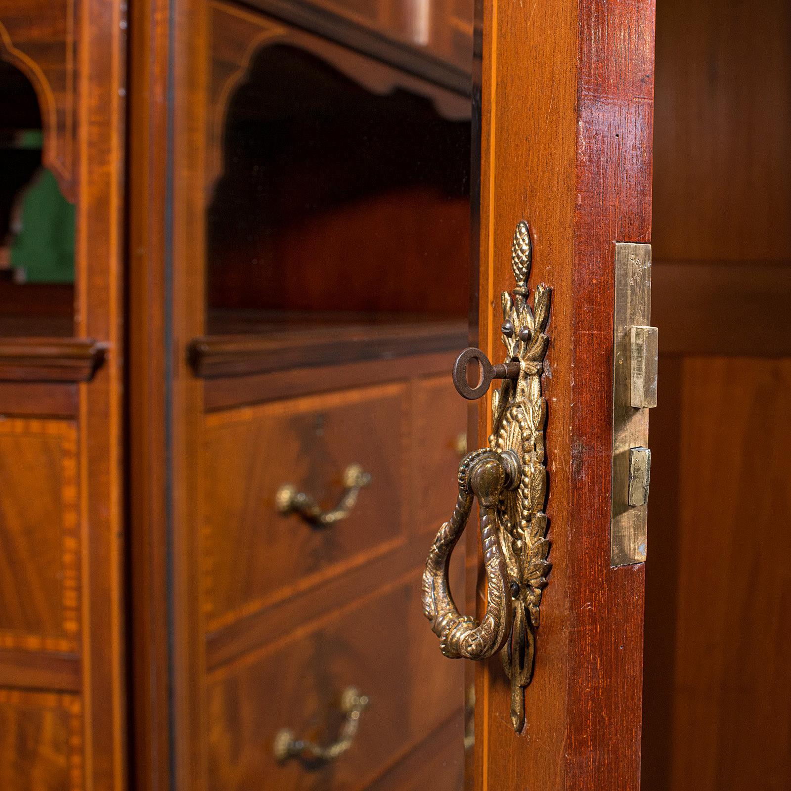 Antique Gentleman's Triple Wardrobe, English, Mahogany, Cabinet, Victorian, 1880 3
