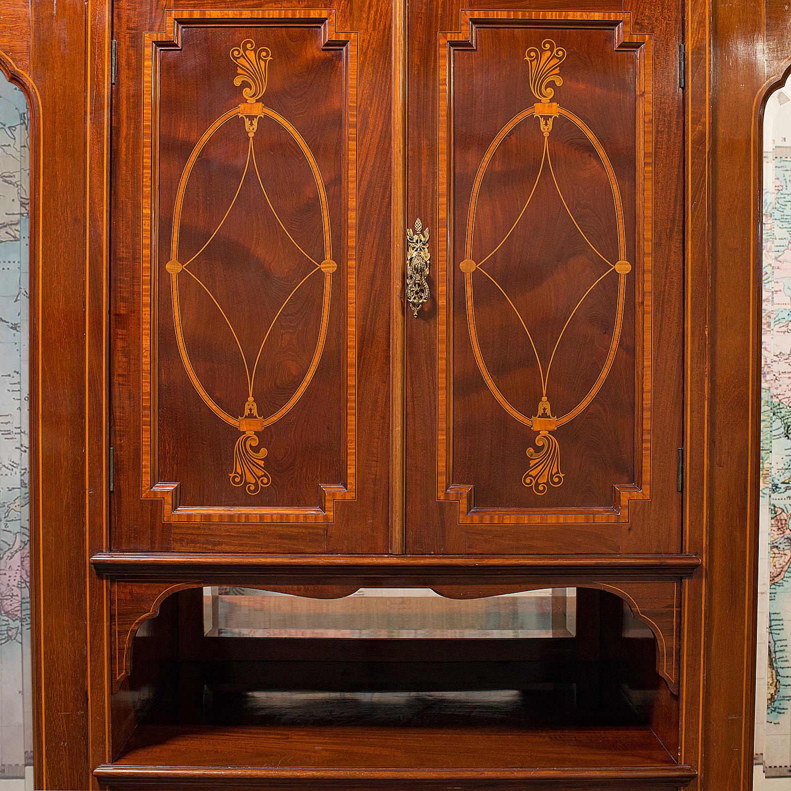 19th Century Antique Gentleman's Triple Wardrobe, English, Mahogany, Cabinet, Victorian, 1880