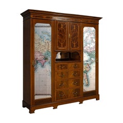 Antique Gentleman's Triple Wardrobe, English, Mahogany, Cabinet, Victorian, 1880