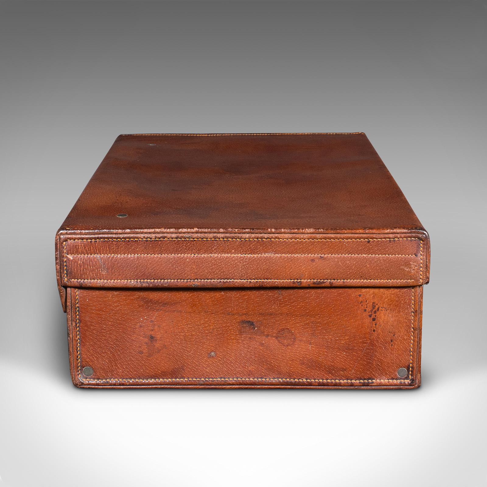 Antique Gentleman's Valet Suitcase, English, Leather, Fitted Interior, C.1920 For Sale 1