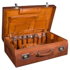 Antique Gentleman's Valet Suitcase, English, Leather, Fitted Interior, C.1920