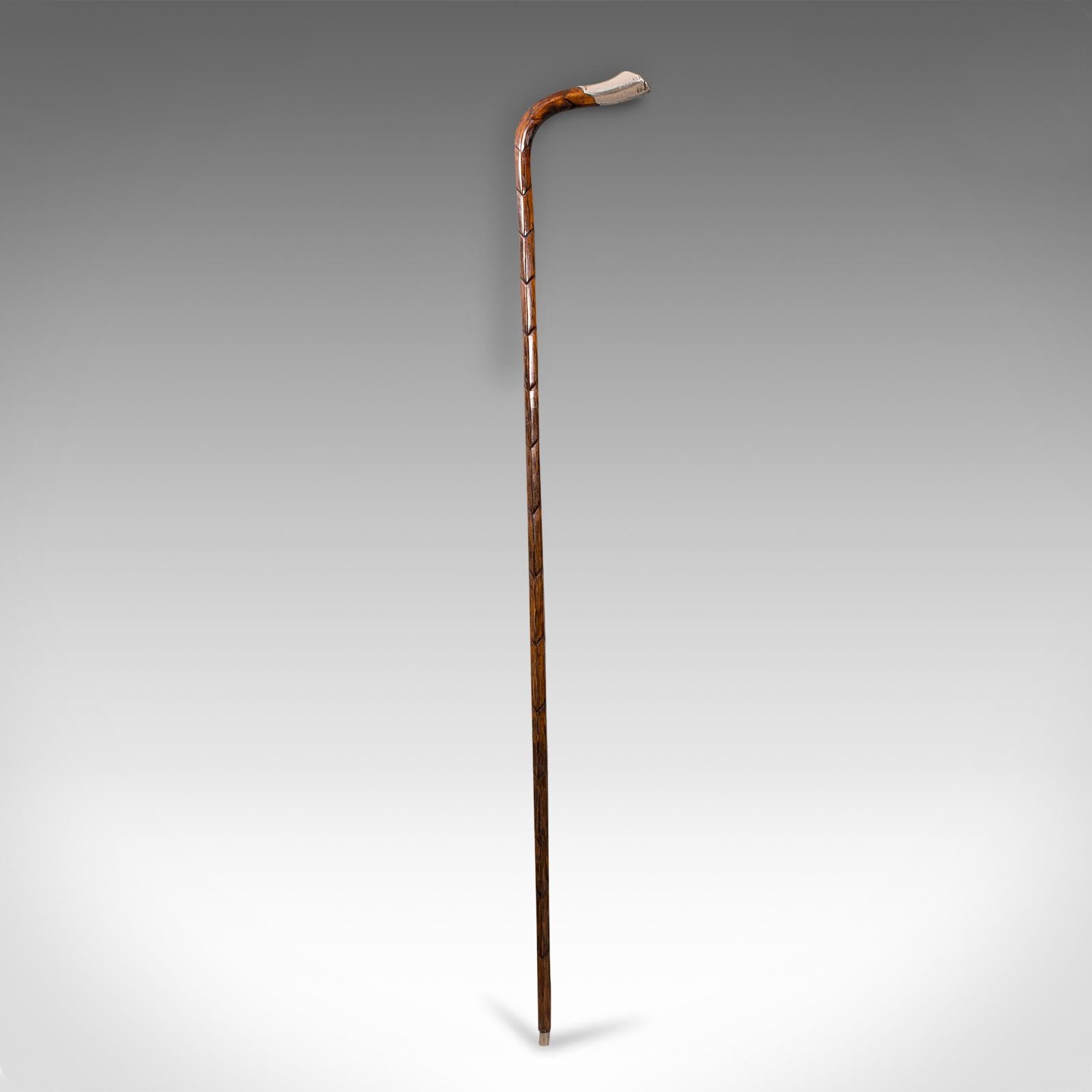 British Antique Gentleman's Walking Stick, English, Coromandel, Silver, Cane, Edwardian