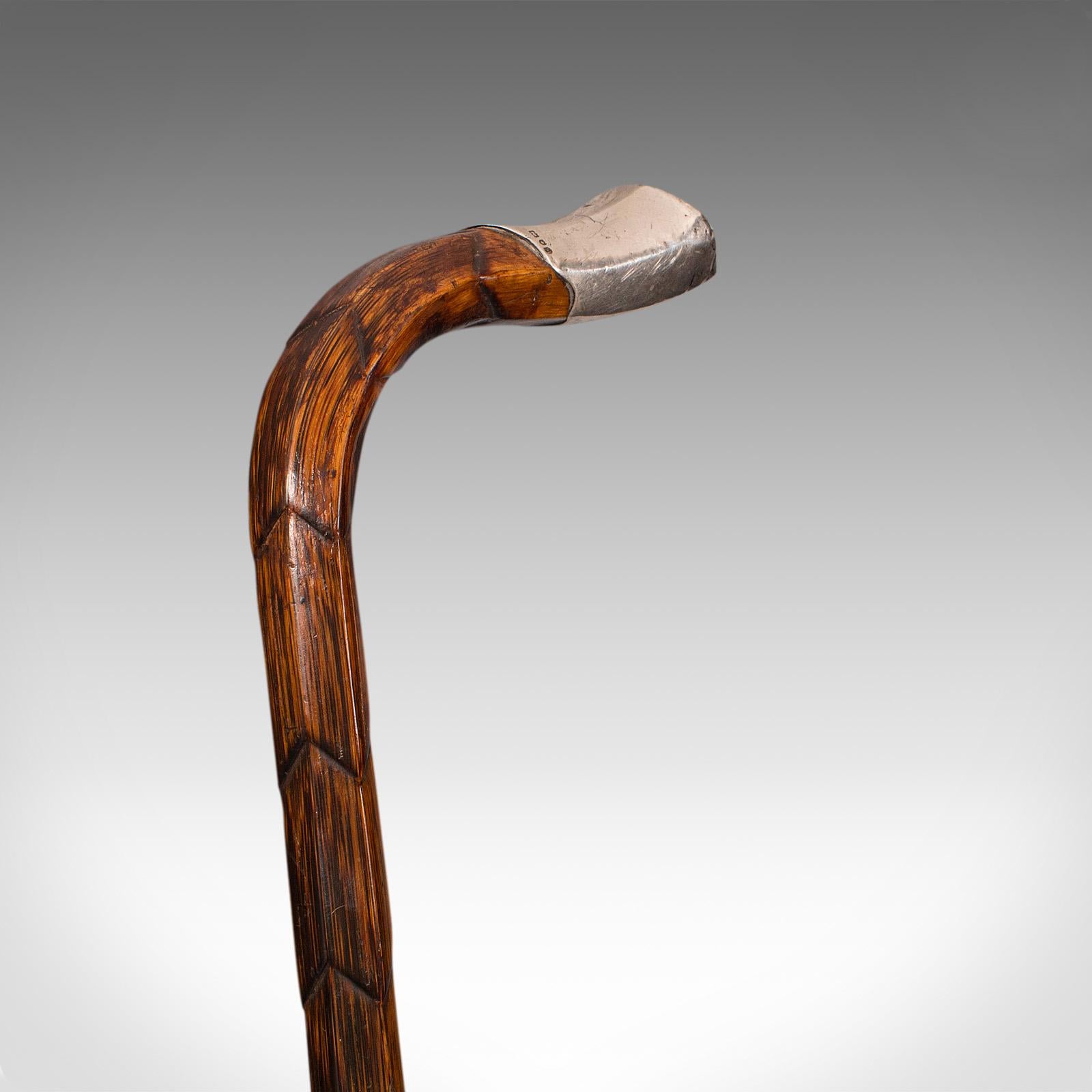 Antique Gentleman's Walking Stick, English, Coromandel, Silver, Cane, Edwardian 1