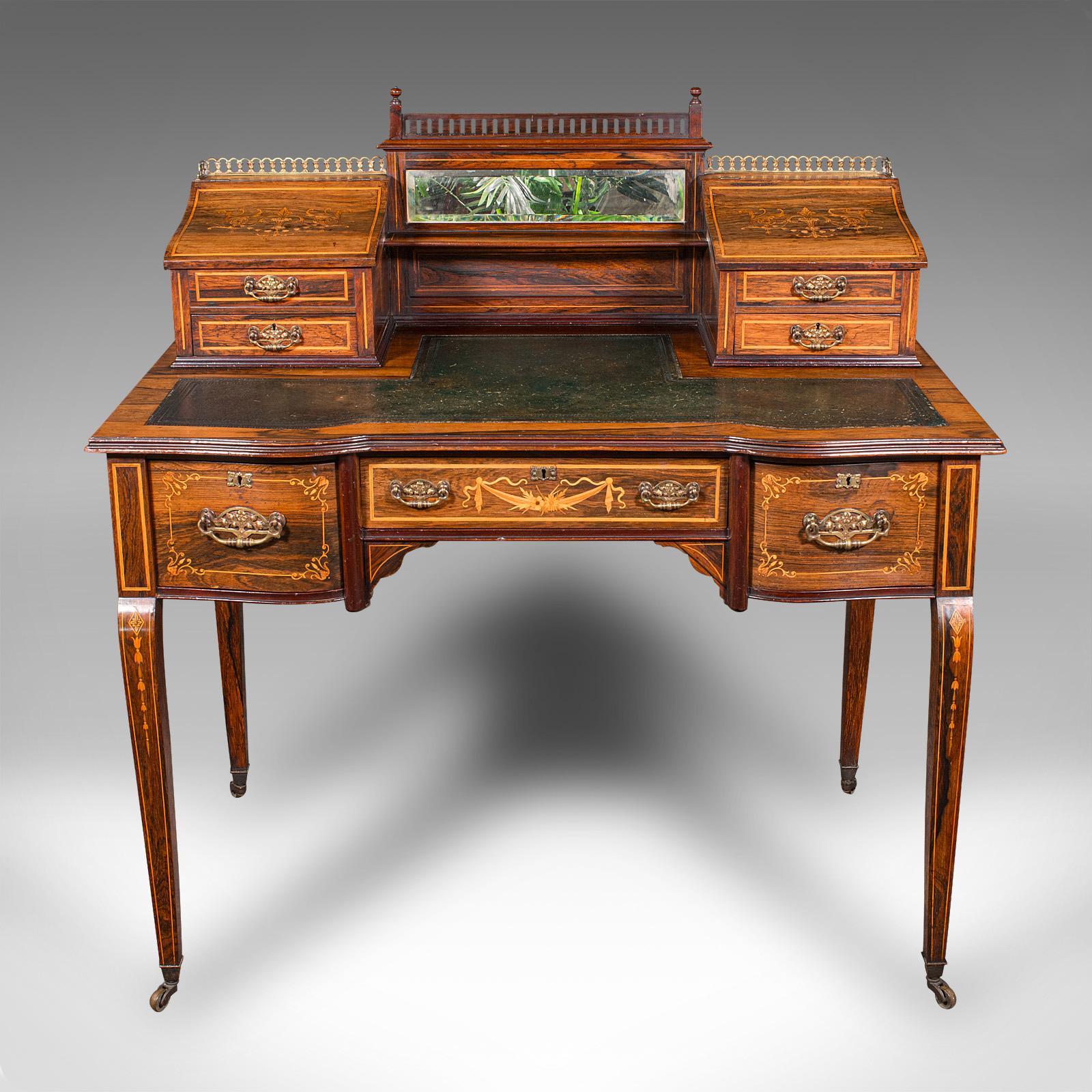 Late Victorian Antique Gents Correspondence Desk, English, Writing Table, Victorian, Circa 1900 For Sale