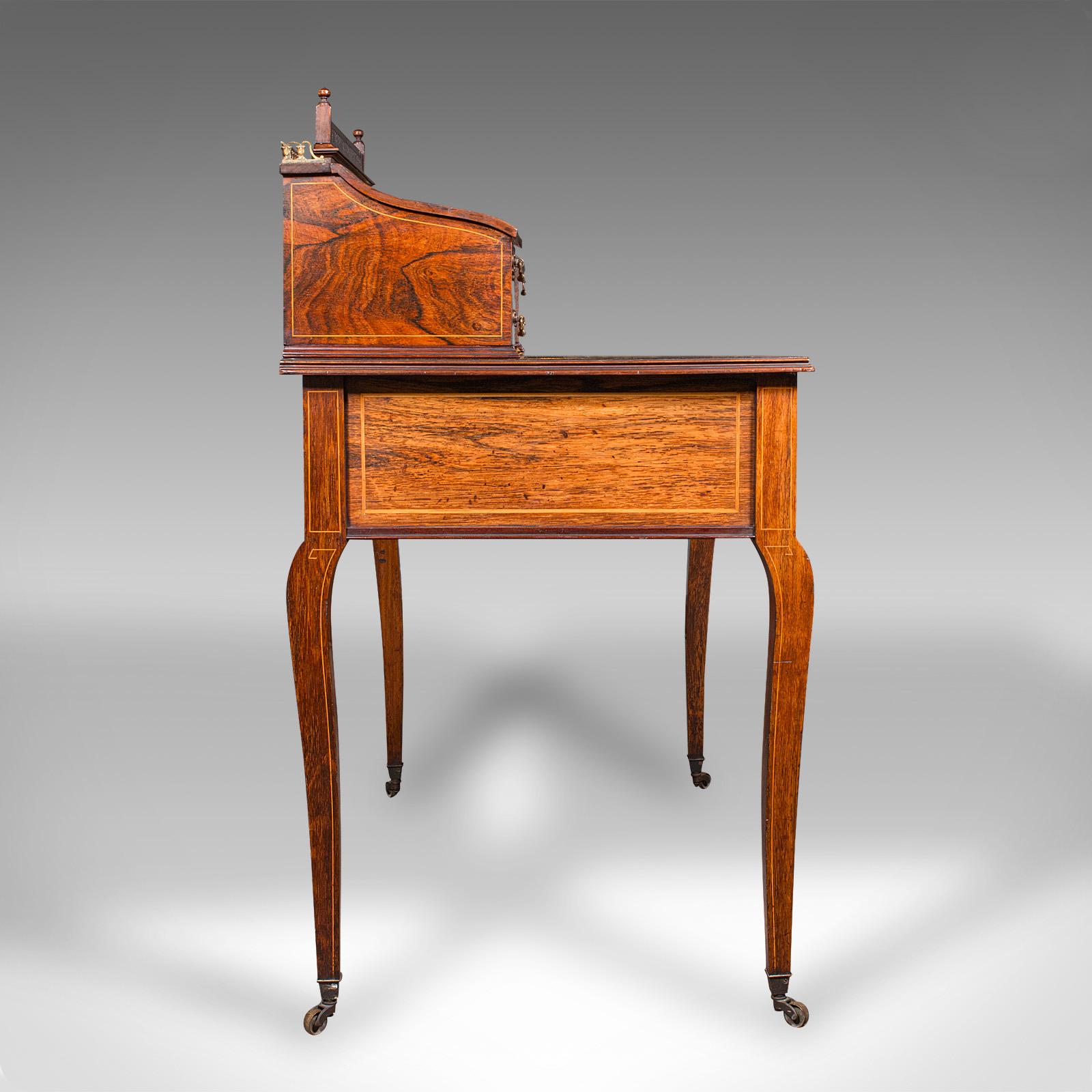 British Antique Gents Correspondence Desk, English, Writing Table, Victorian, Circa 1900 For Sale