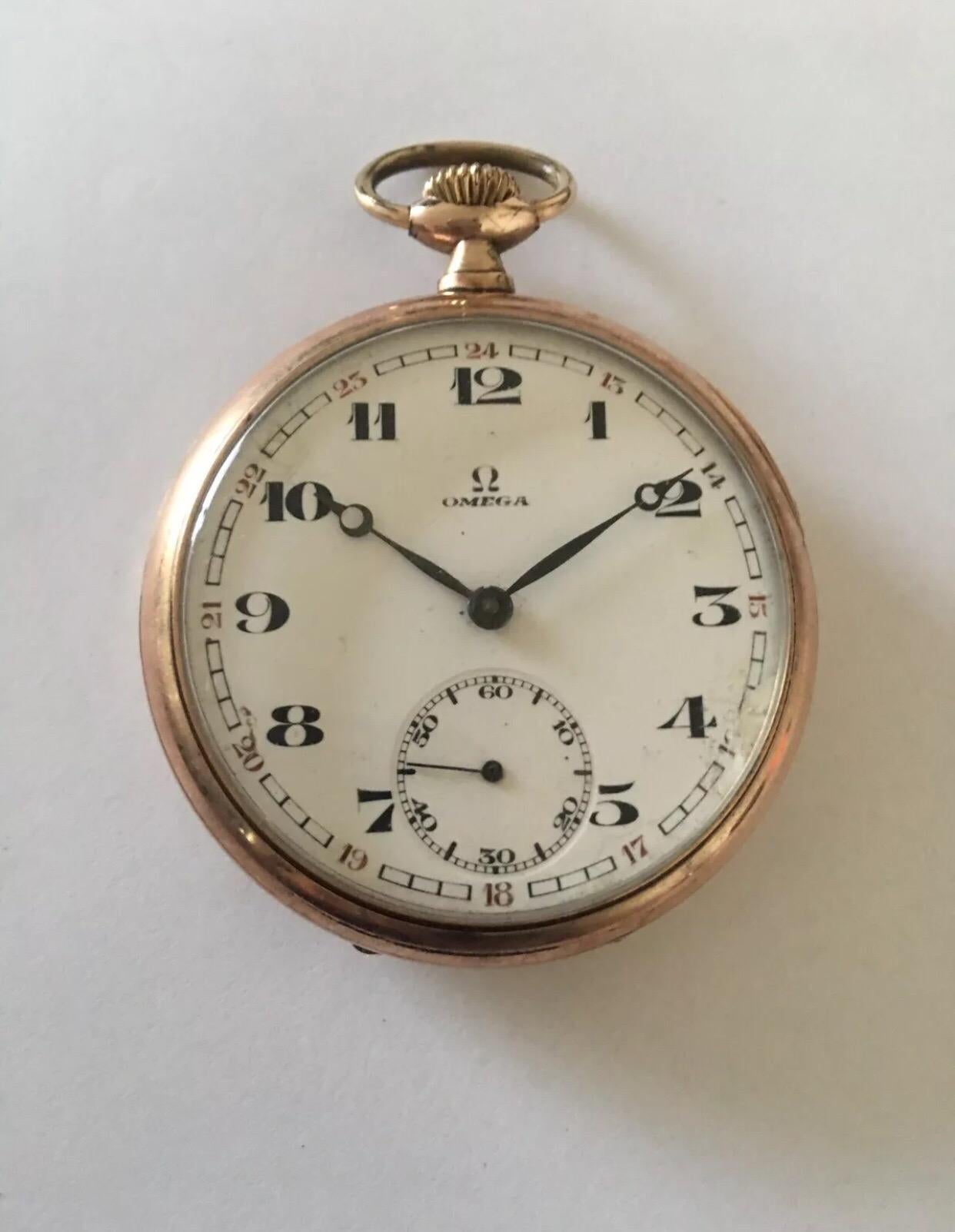 Antique Gents Gold Plated Omega Pocket Watch, circa 1914 4