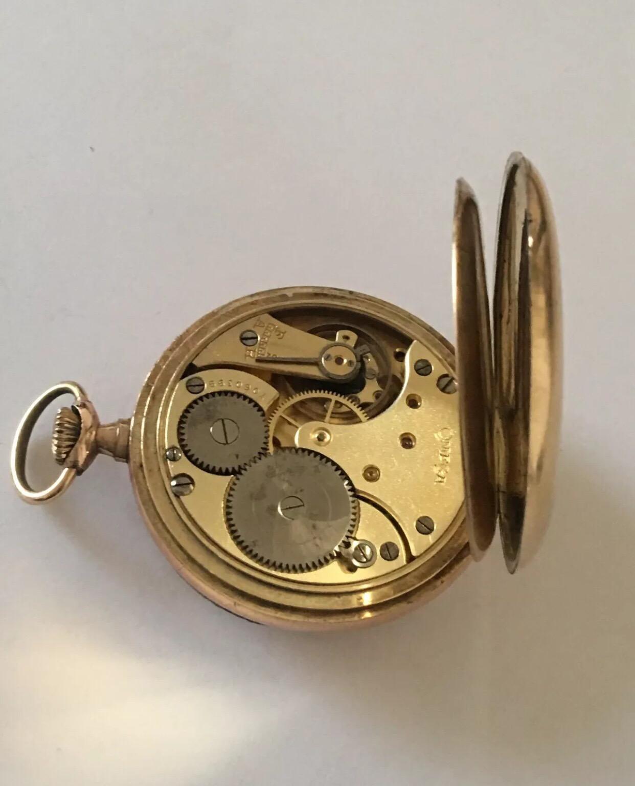 Antique Gents Gold Plated Omega Pocket Watch, circa 1914 In Good Condition In Carlisle, GB