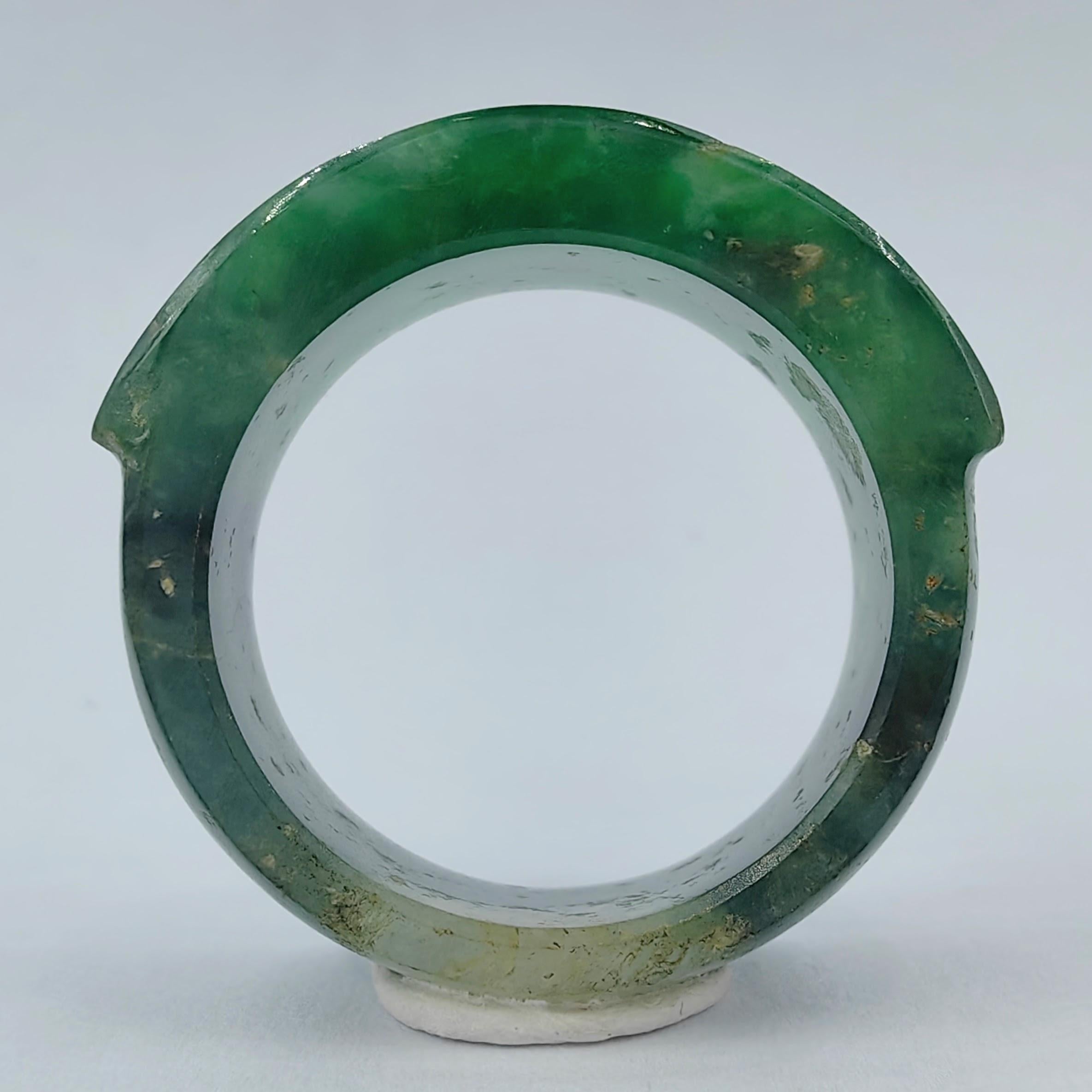 Contemporary Antique Genuine Burmese Imperial Green Jadeite Jade Statement Ring For Sale