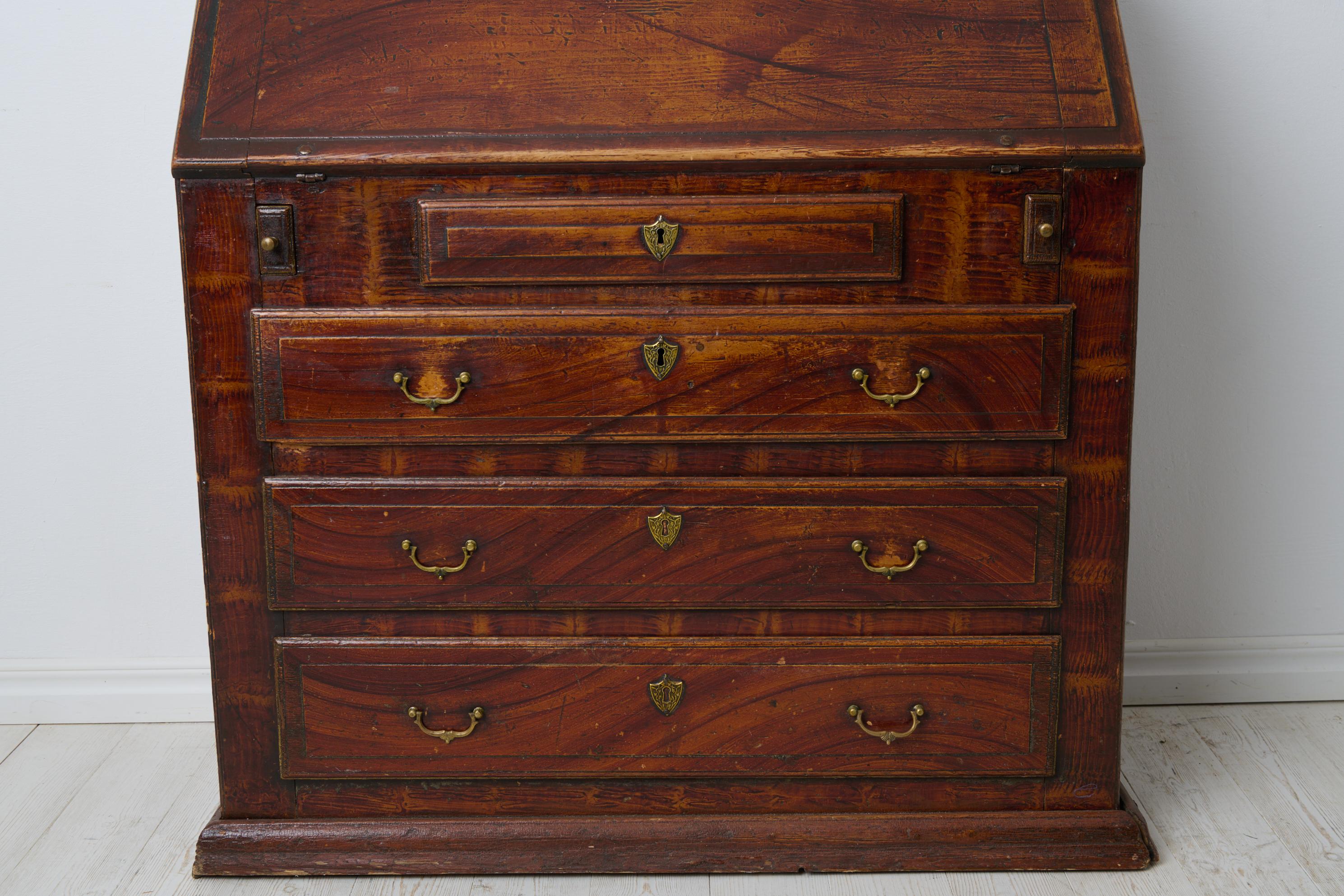 Antiker echter Volkskunst-Sekretär-Schreibtisch, original blaue und Mahagoni-Lackierung im Angebot 5