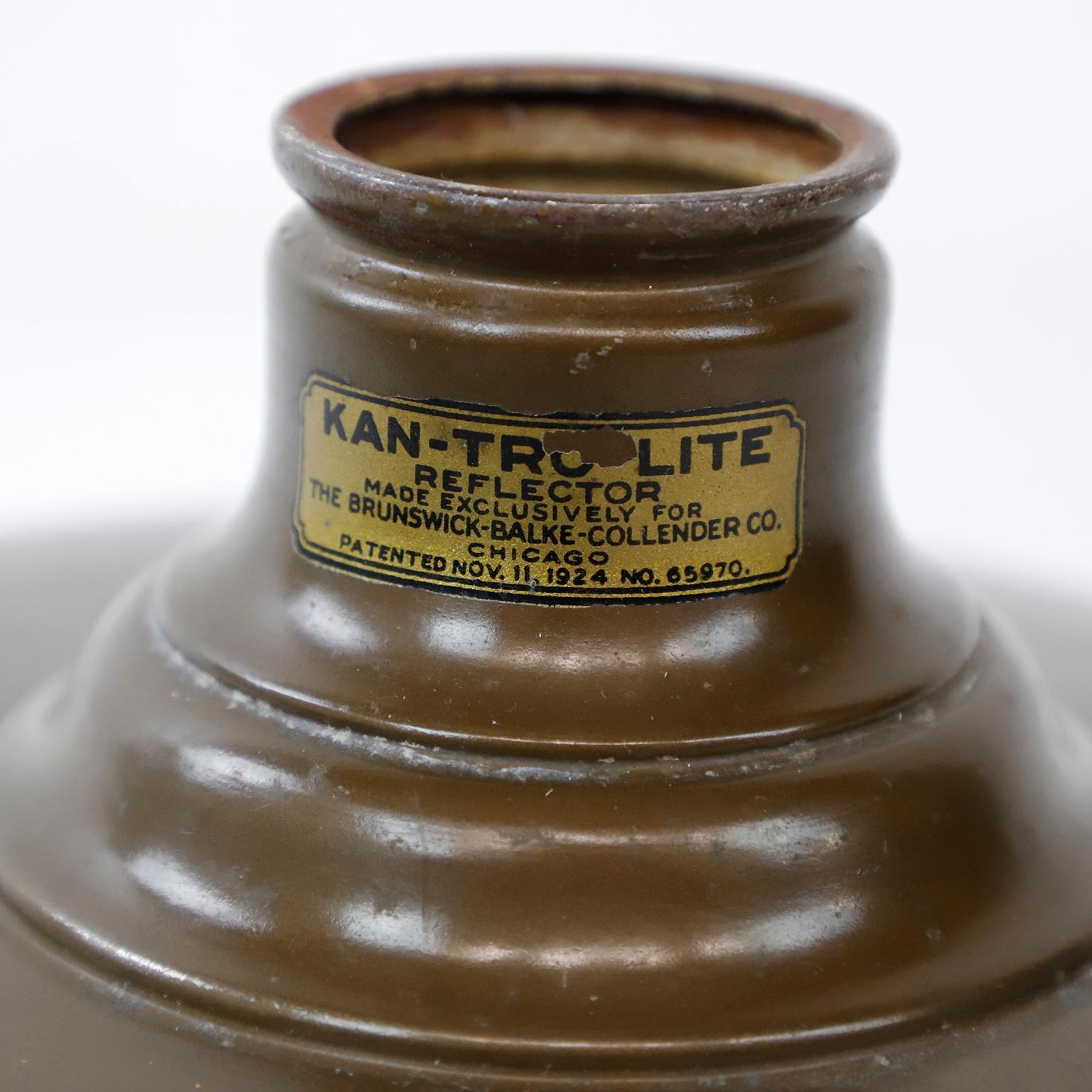 Mid-20th Century Antique Genuine Kan-Tro-Lite set of three Industrial Shades.