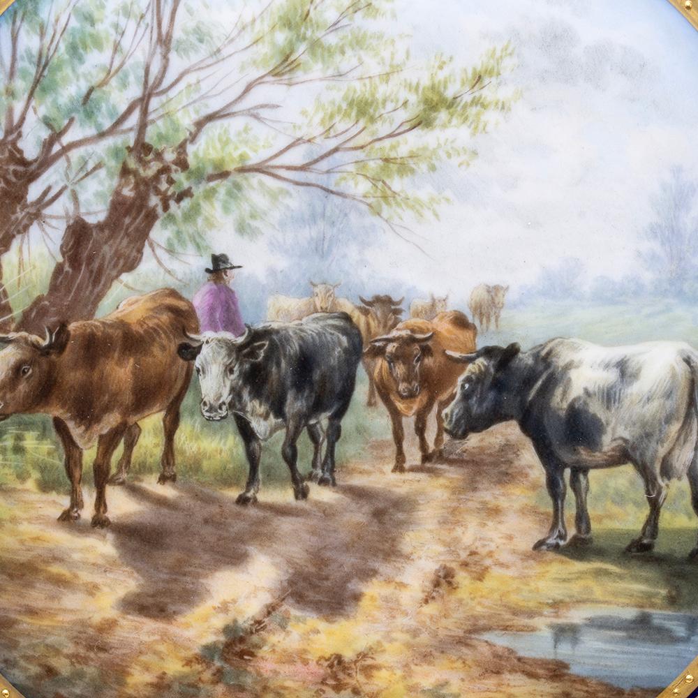 Antique Genuine Meissen Reticulated Porcelain Cattle Plate For Sale 4