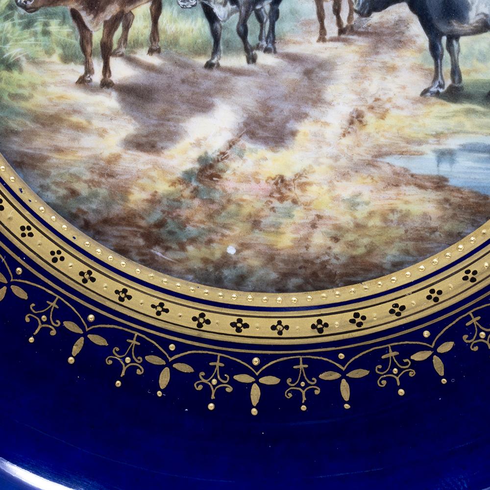 Antique Genuine Meissen Reticulated Porcelain Cattle Plate For Sale 5