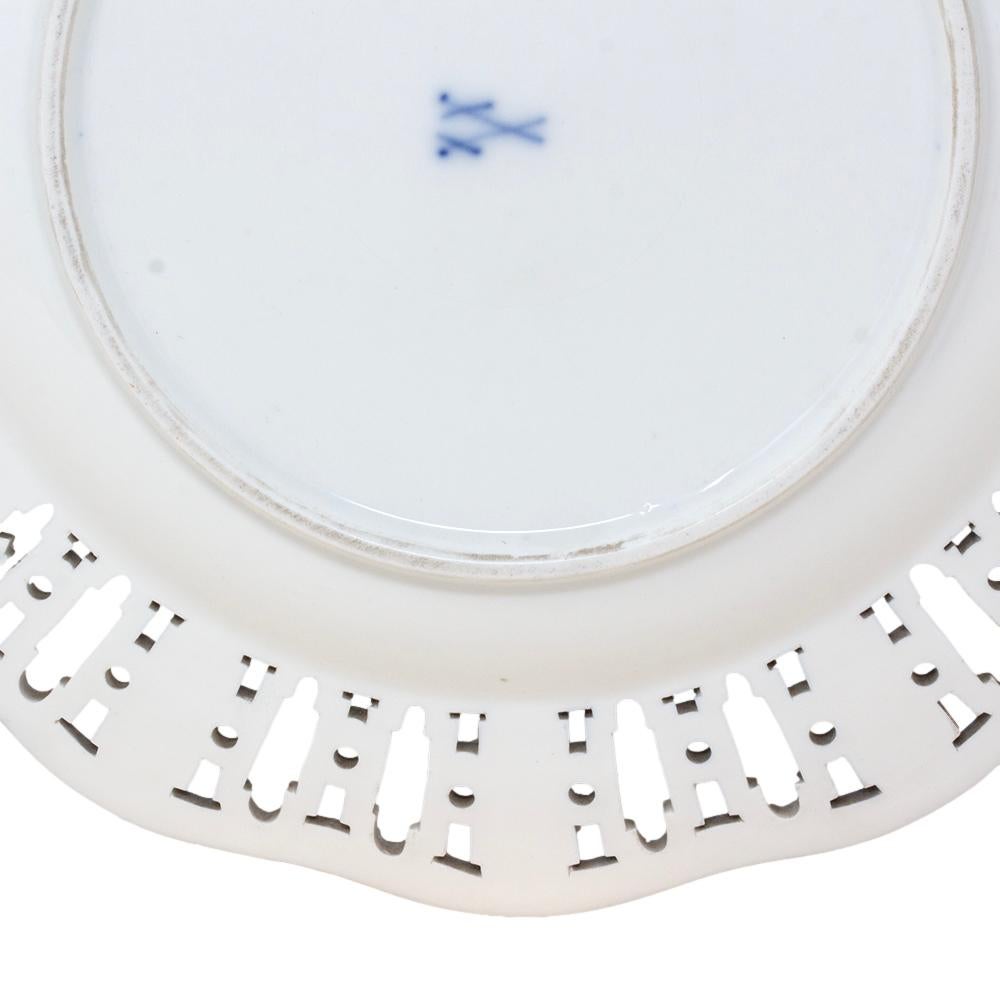 Antique Genuine Meissen Reticulated Porcelain Cattle Plate For Sale 10