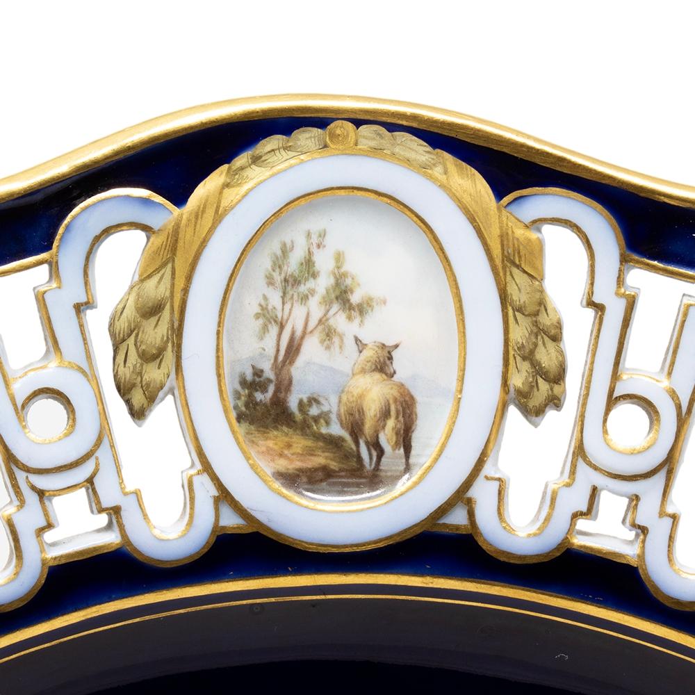Antique Genuine Meissen Reticulated Porcelain Cattle Plate For Sale 2