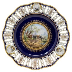 Antique Genuine Meissen Reticulated Porcelain Cattle Plate