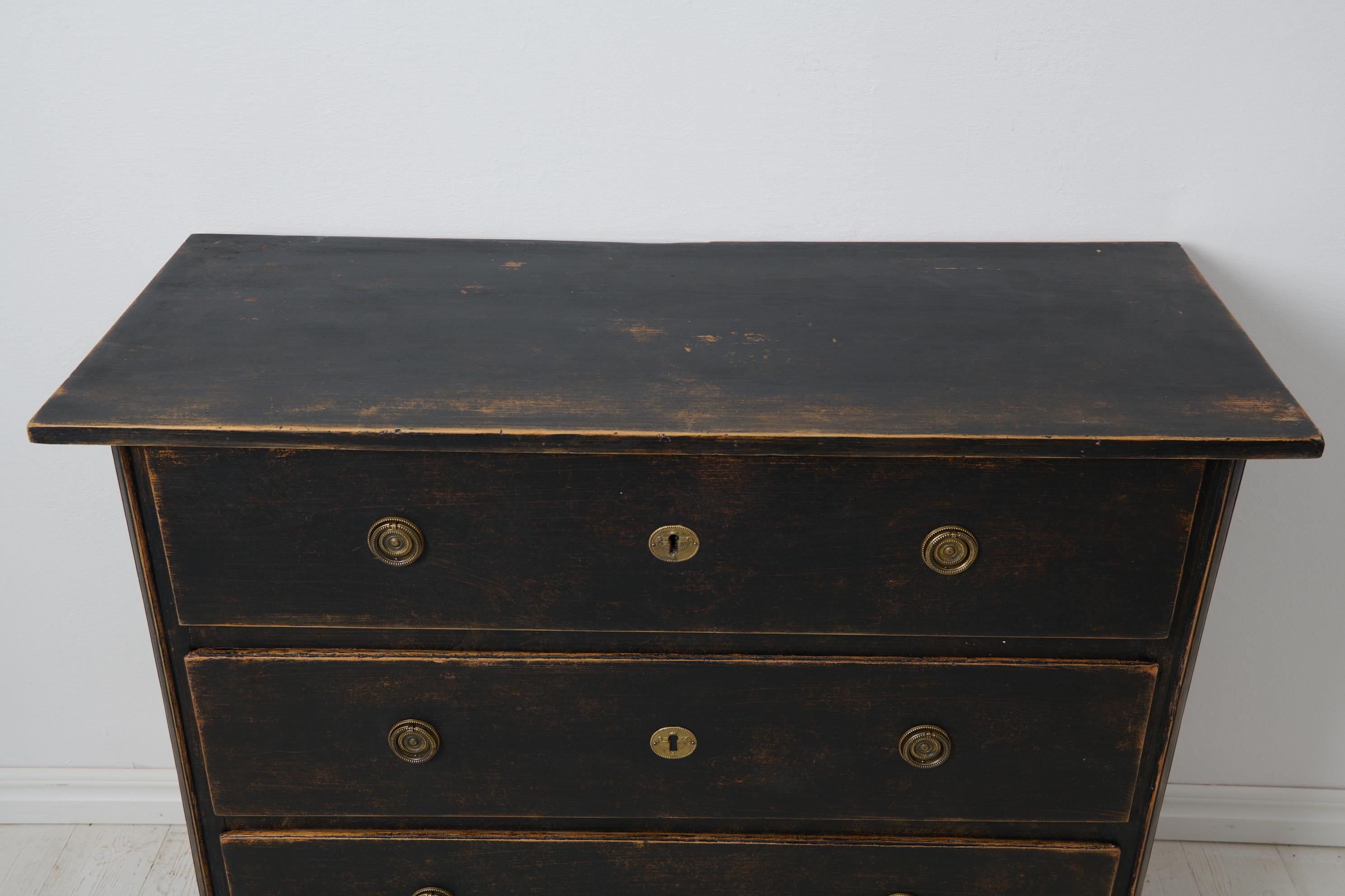 Antique Genuine Northern Swedish Elegant Pine Black Gustavian Style Bureau 3