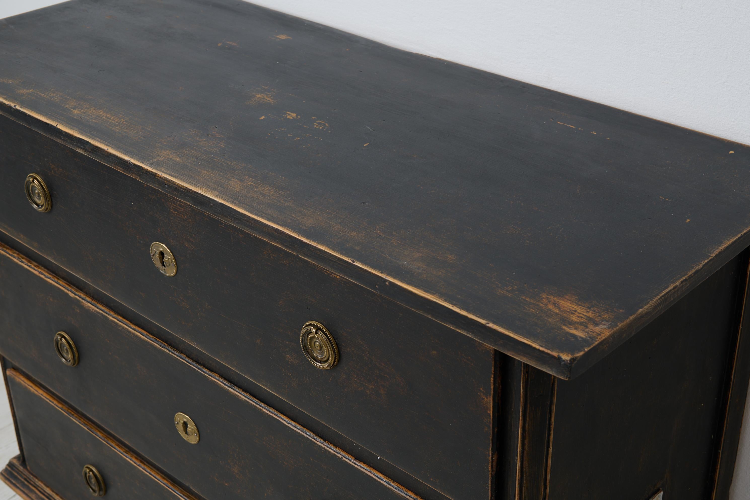 Antique Genuine Northern Swedish Elegant Pine Black Gustavian Style Bureau 4