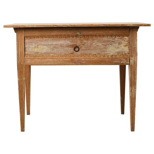 Small Rustic Antique Country House Black Table in Gustavian Style with ...