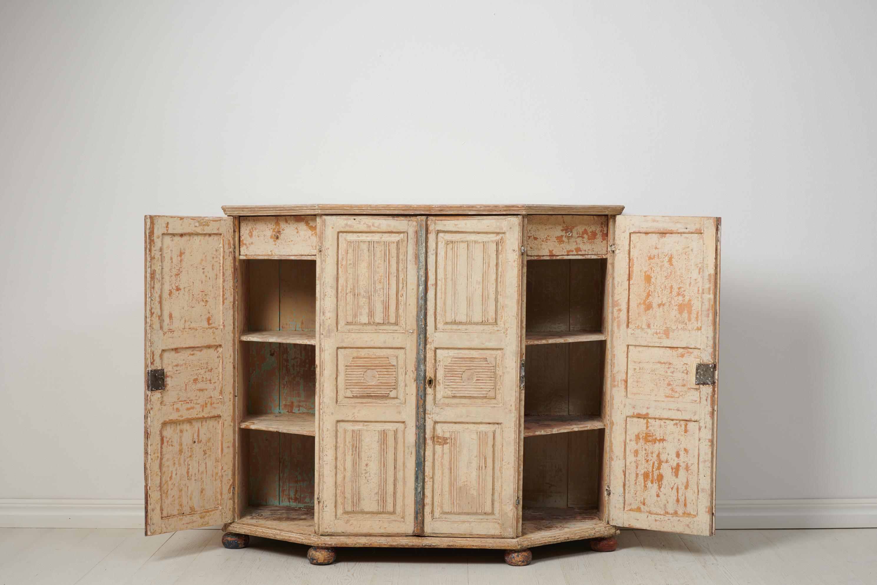 19th Century Antique Genuine Northern Swedish Gustavian Style Country Pine Sideboard  For Sale