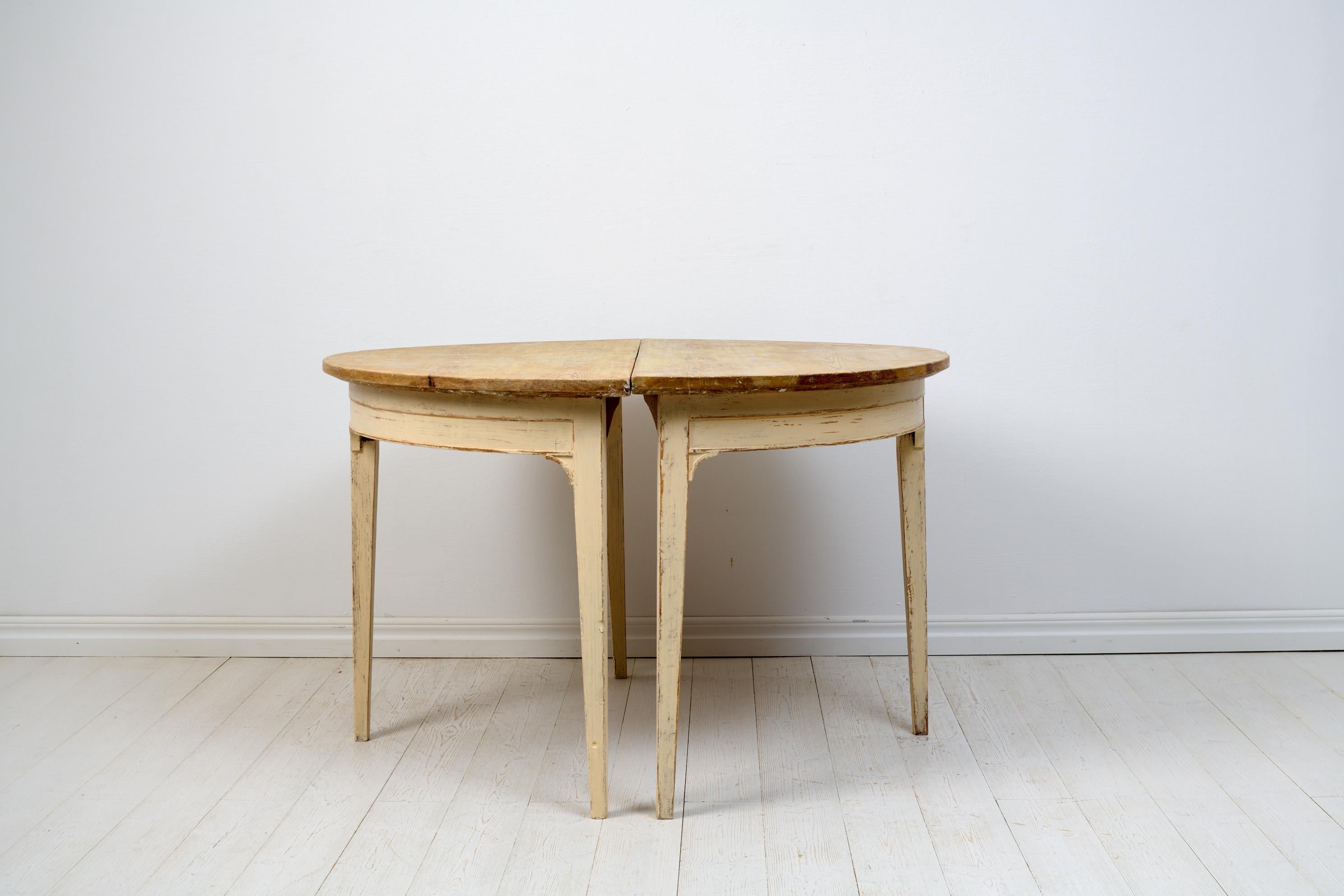 Hand-Crafted Antique Genuine Northern Swedish Pine Set of Demi-Lune Tables