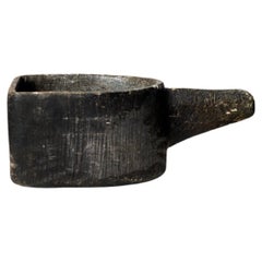 Antique pot à savon en pierre noire véritable d'origine suédoise du Nord 