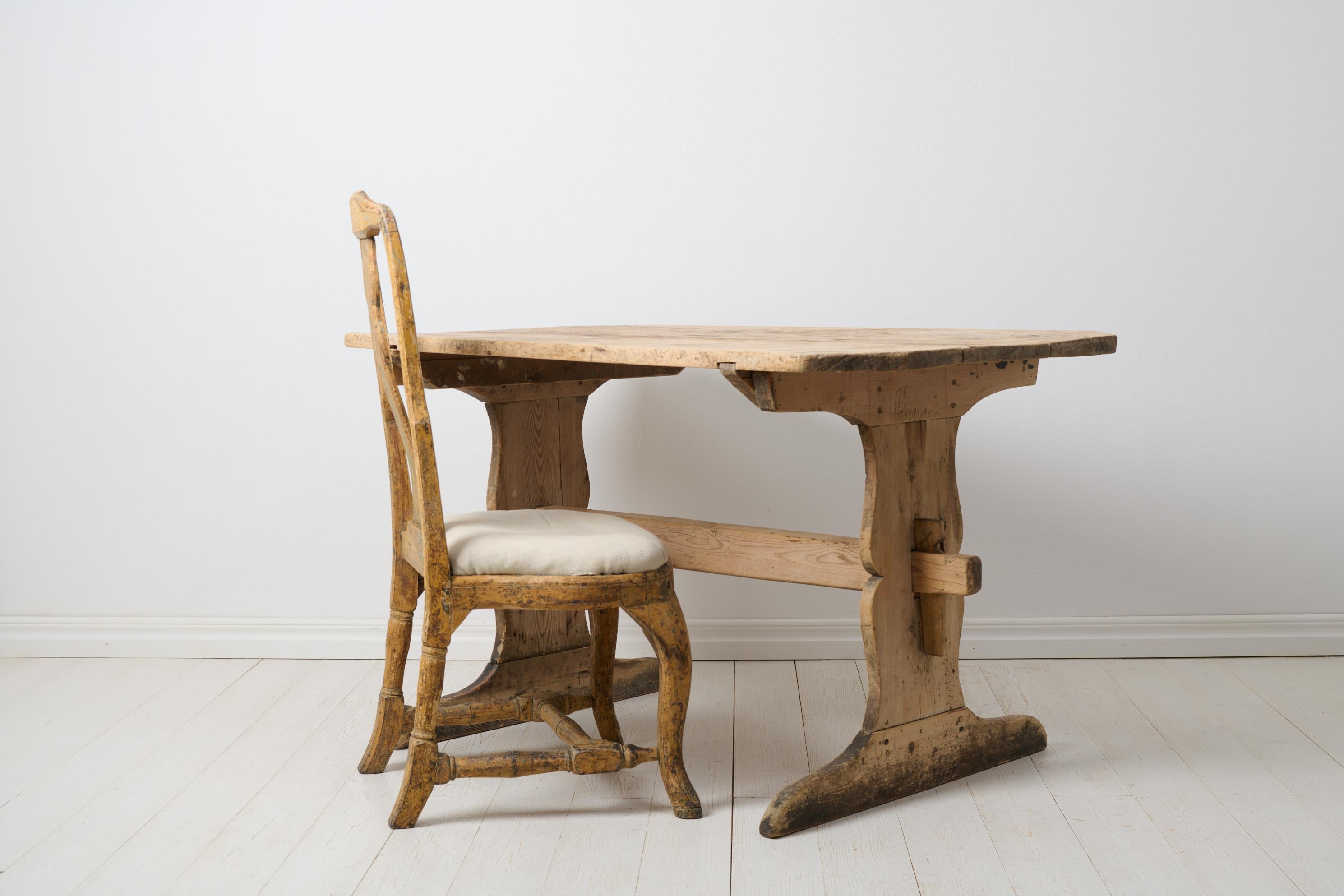 Hand-Crafted Antique Genuine Swedish Country Dining or Work Rustic Wood Trestle Table For Sale